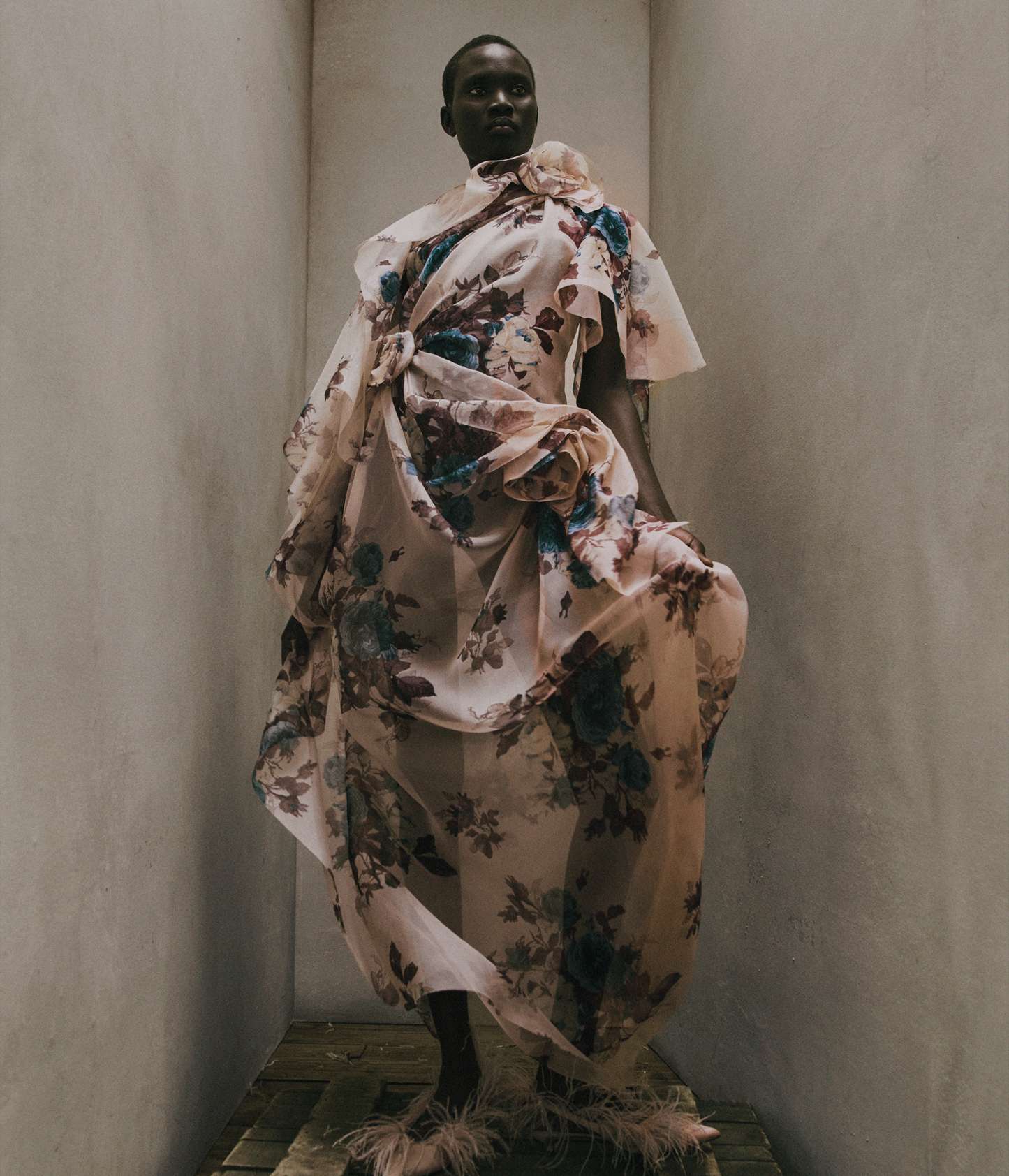 Floral Silk Organza Gown