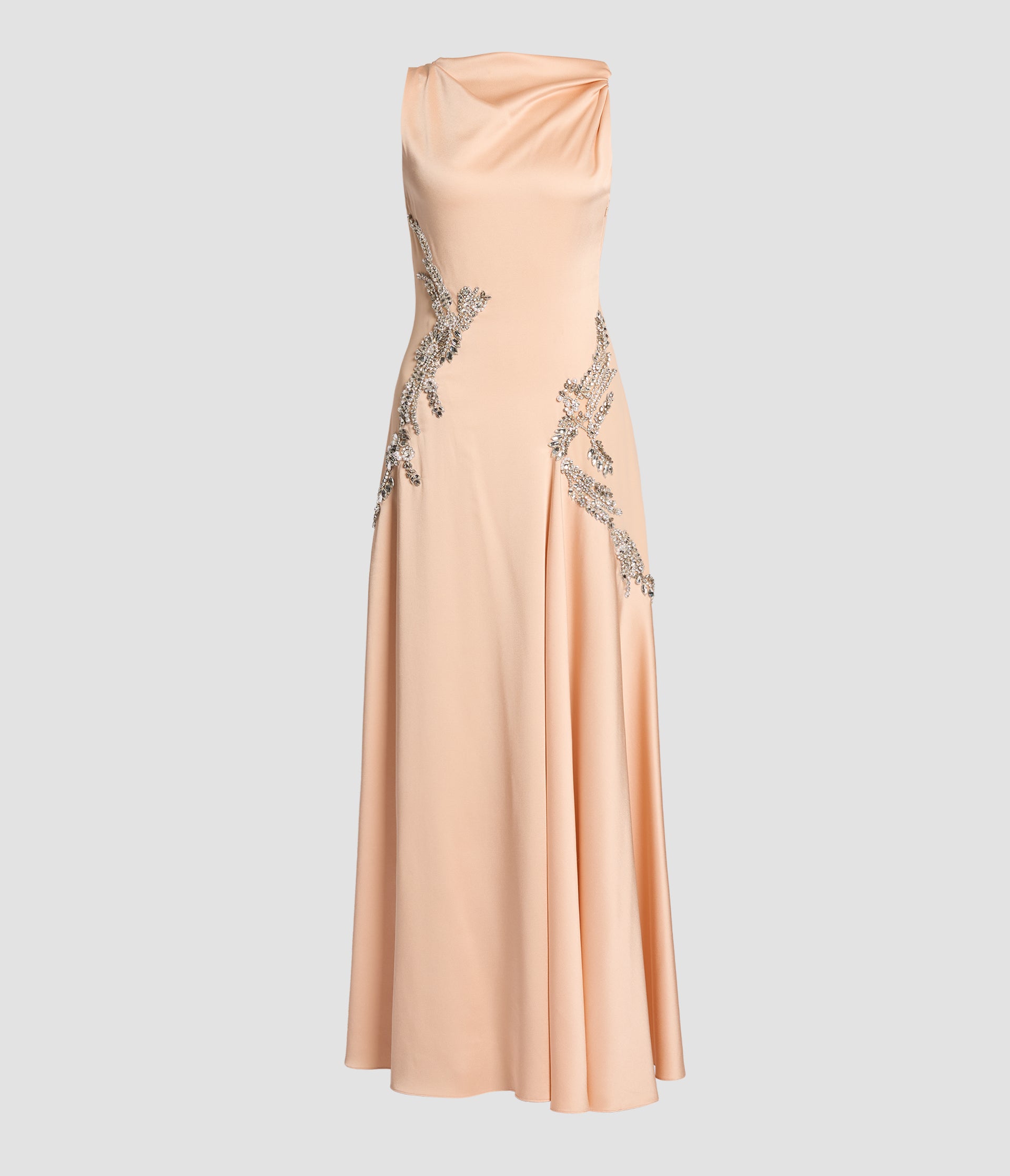 Embroidered Satin Cady Sleeveless Gown