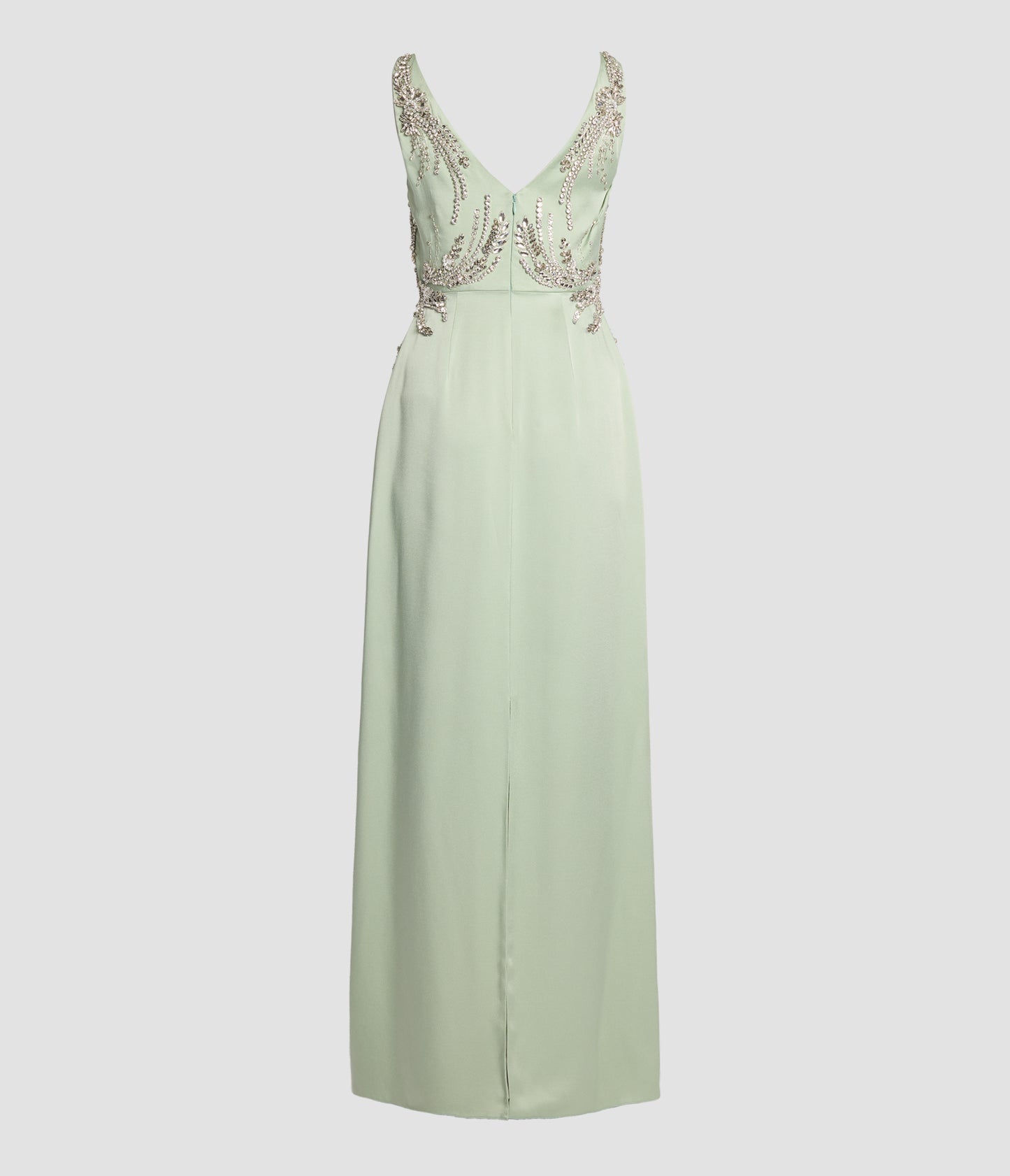 Embroidered Satin Sleeveless Gown