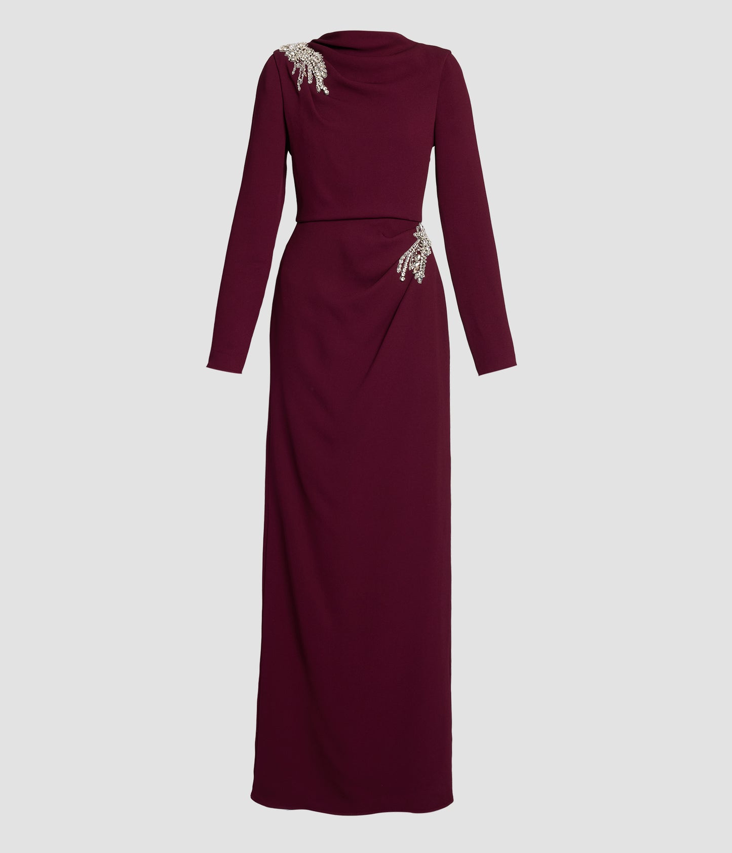 Embroidered Sable Long Sleeve Gown