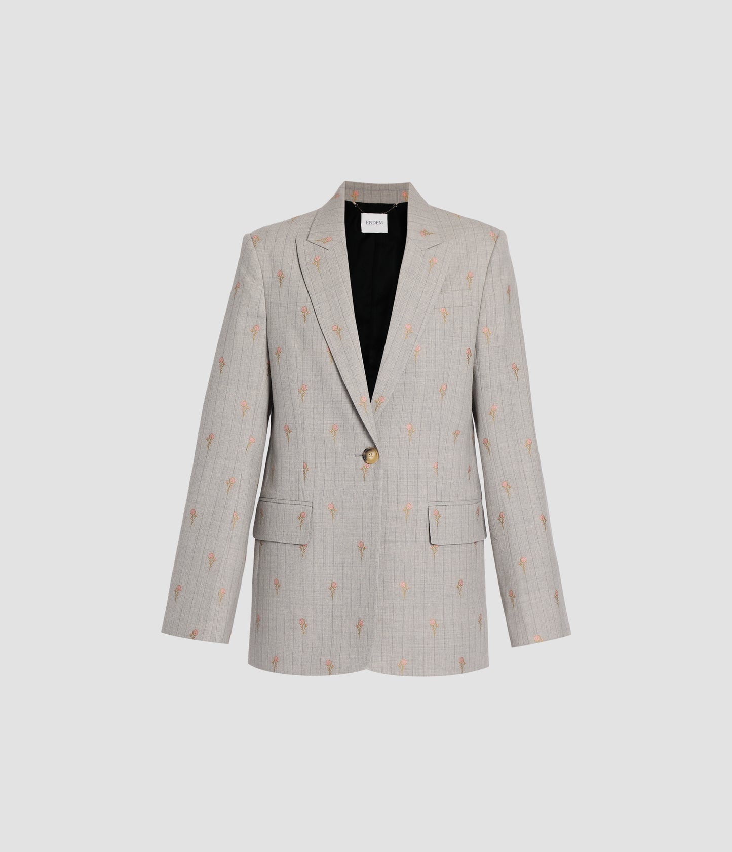 Floral Pinstripe Single Breasted Fitted Blazer