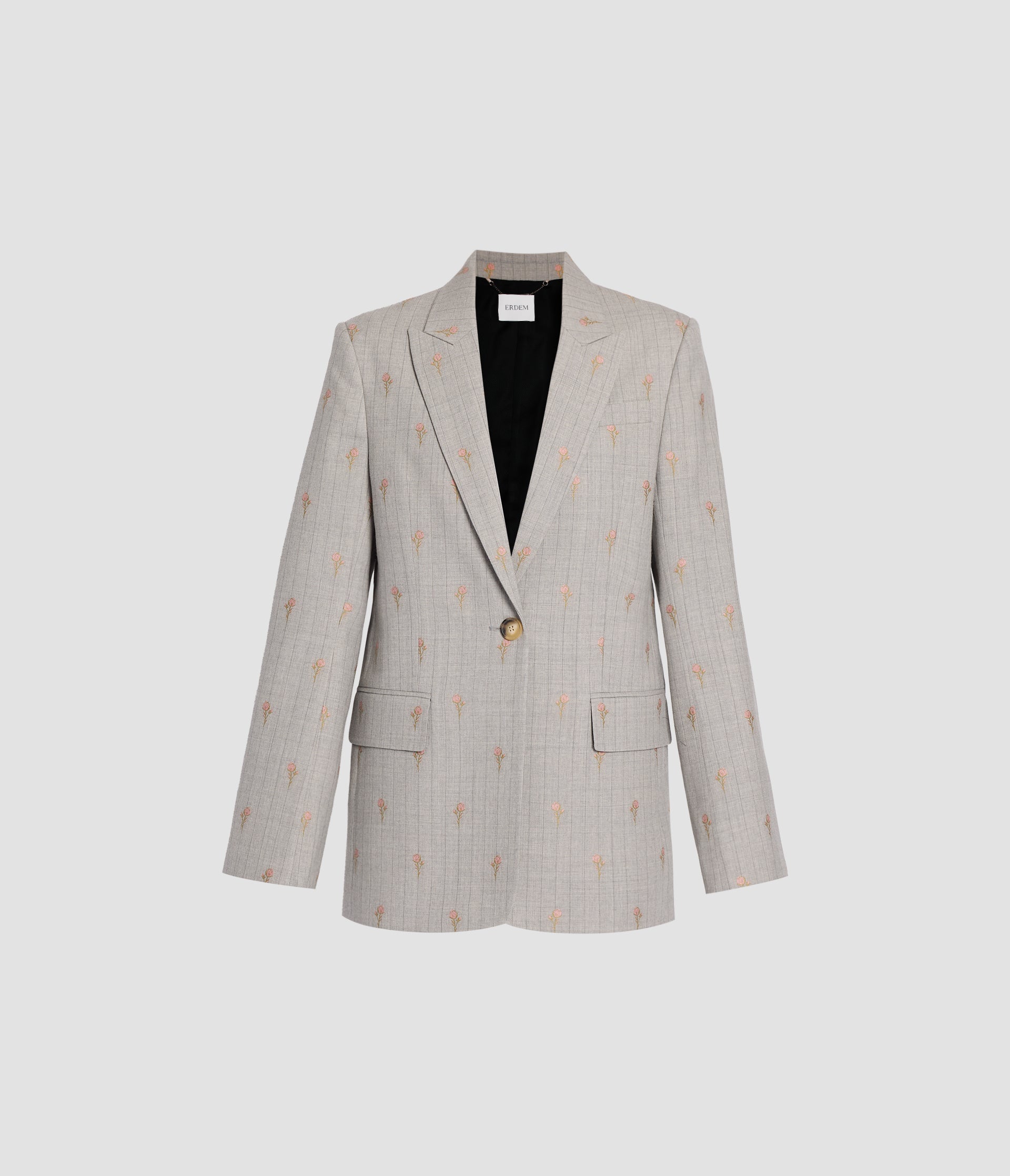 Floral Pinstripe Single Breasted Fitted Blazer