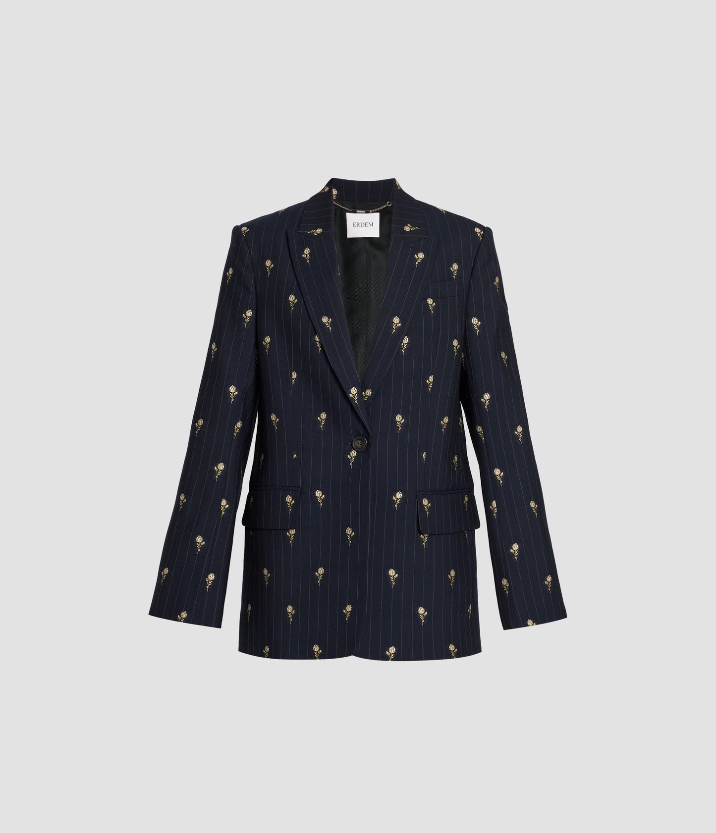 Floral Pinstripe Single Breasted Fitted Blazer