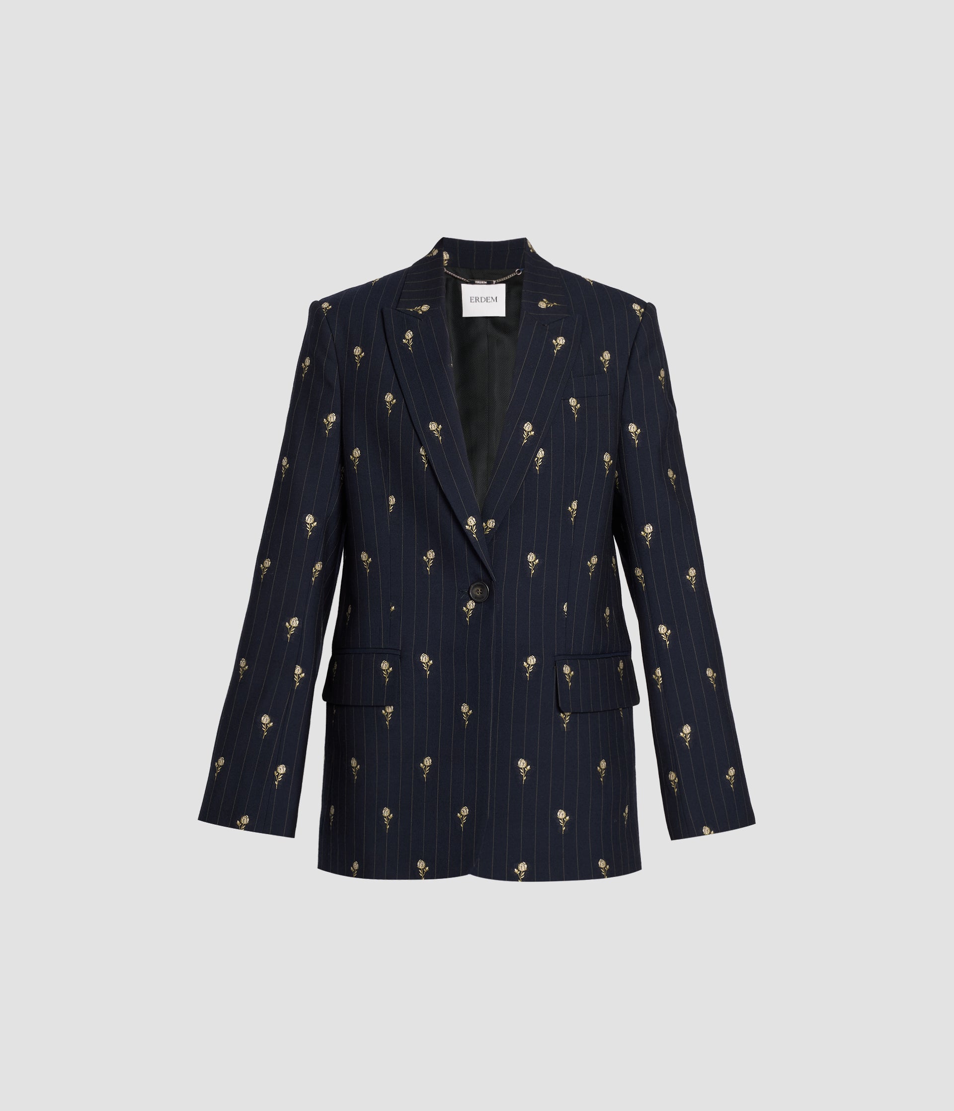 Floral Pinstripe Single Breasted Fitted Blazer