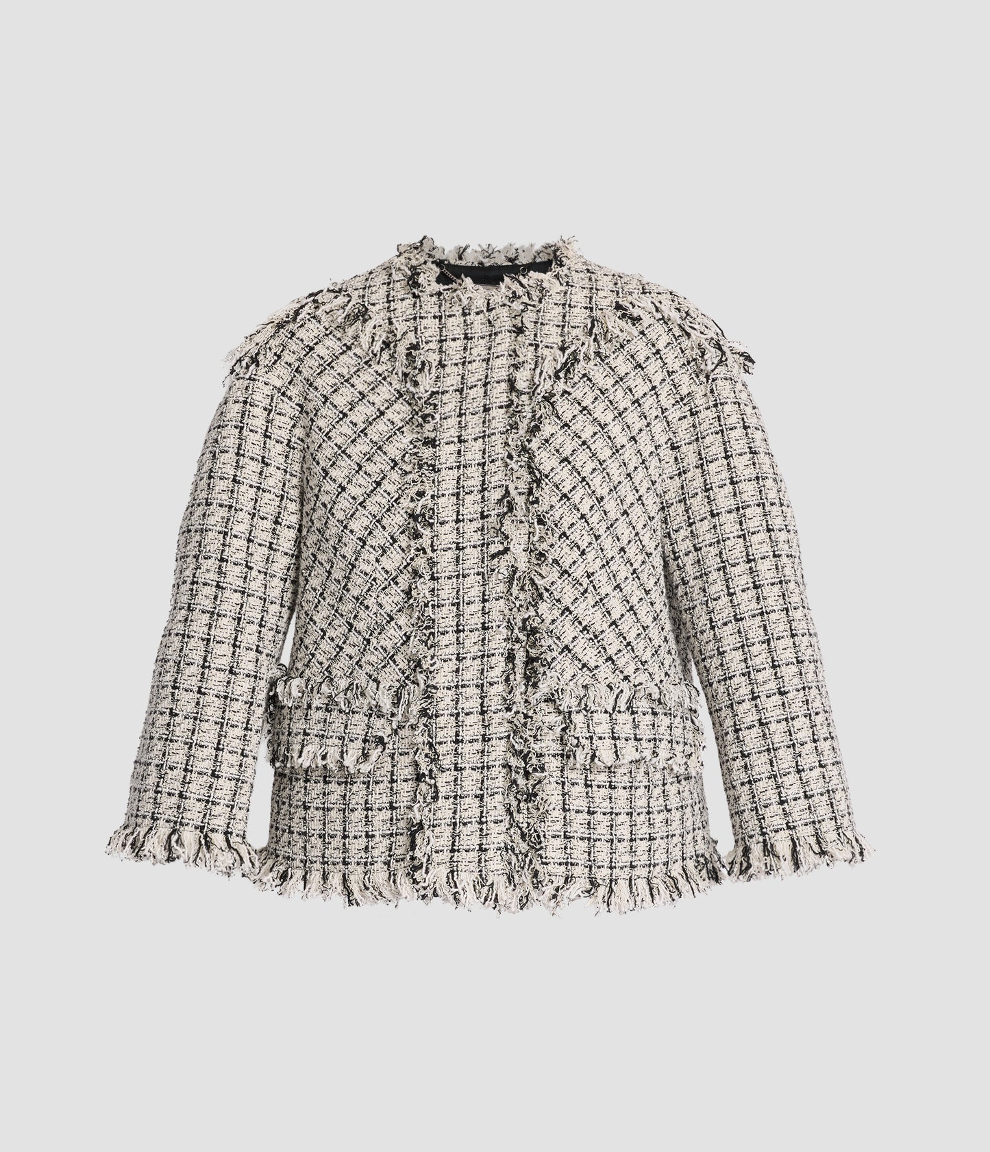 Checked Tweed Single Breasted Jacket