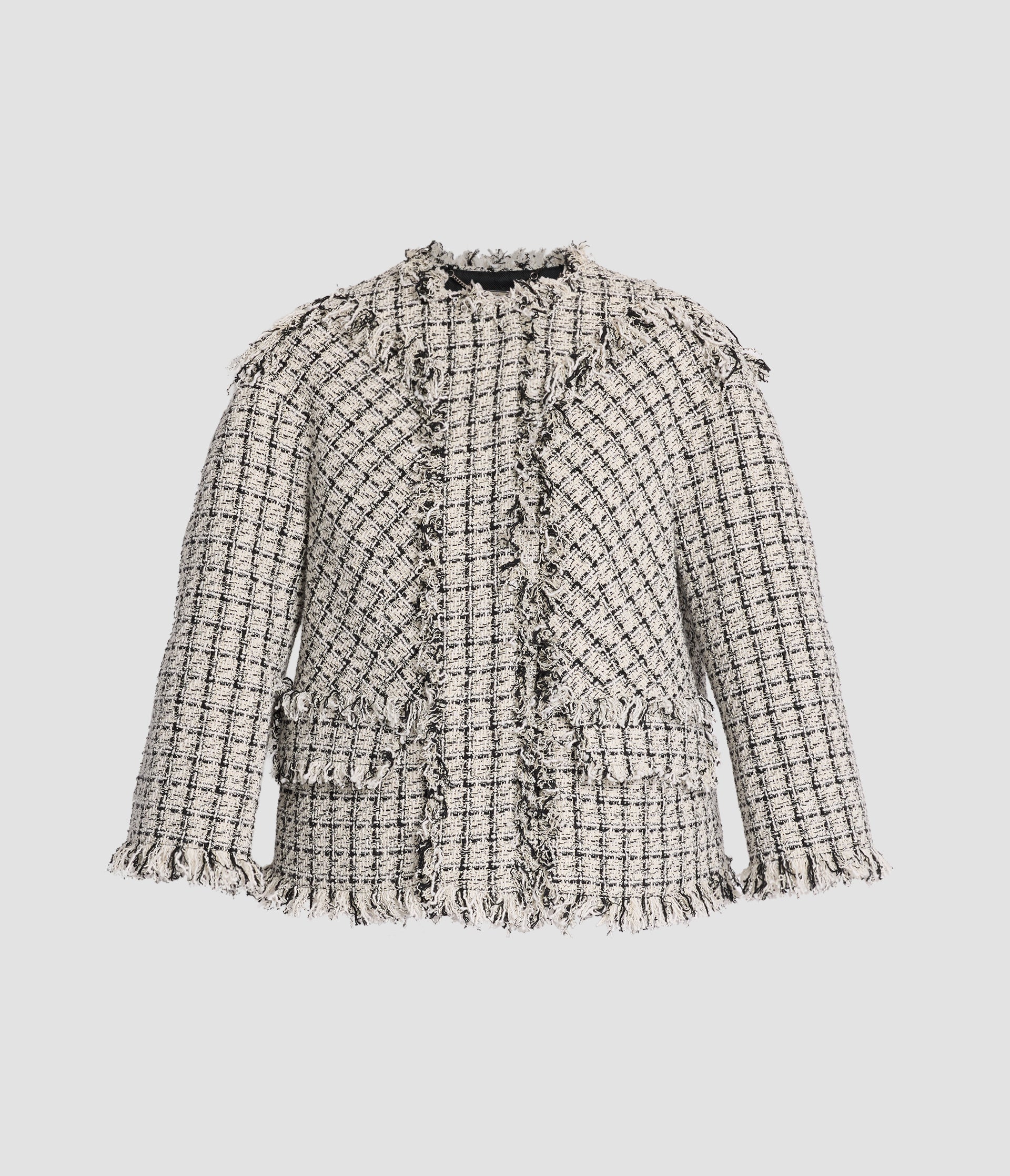 Checked Tweed Single Breasted Jacket