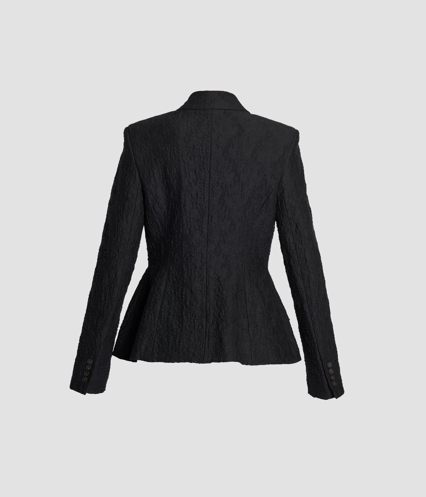 Floral Appliqué Cotton Cloque Fitted Blazer