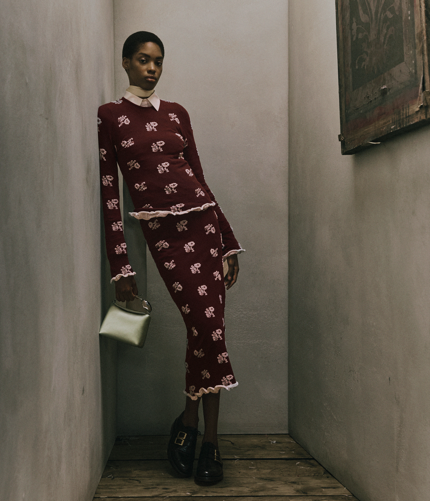Floral Jacquard Knit Skirt
