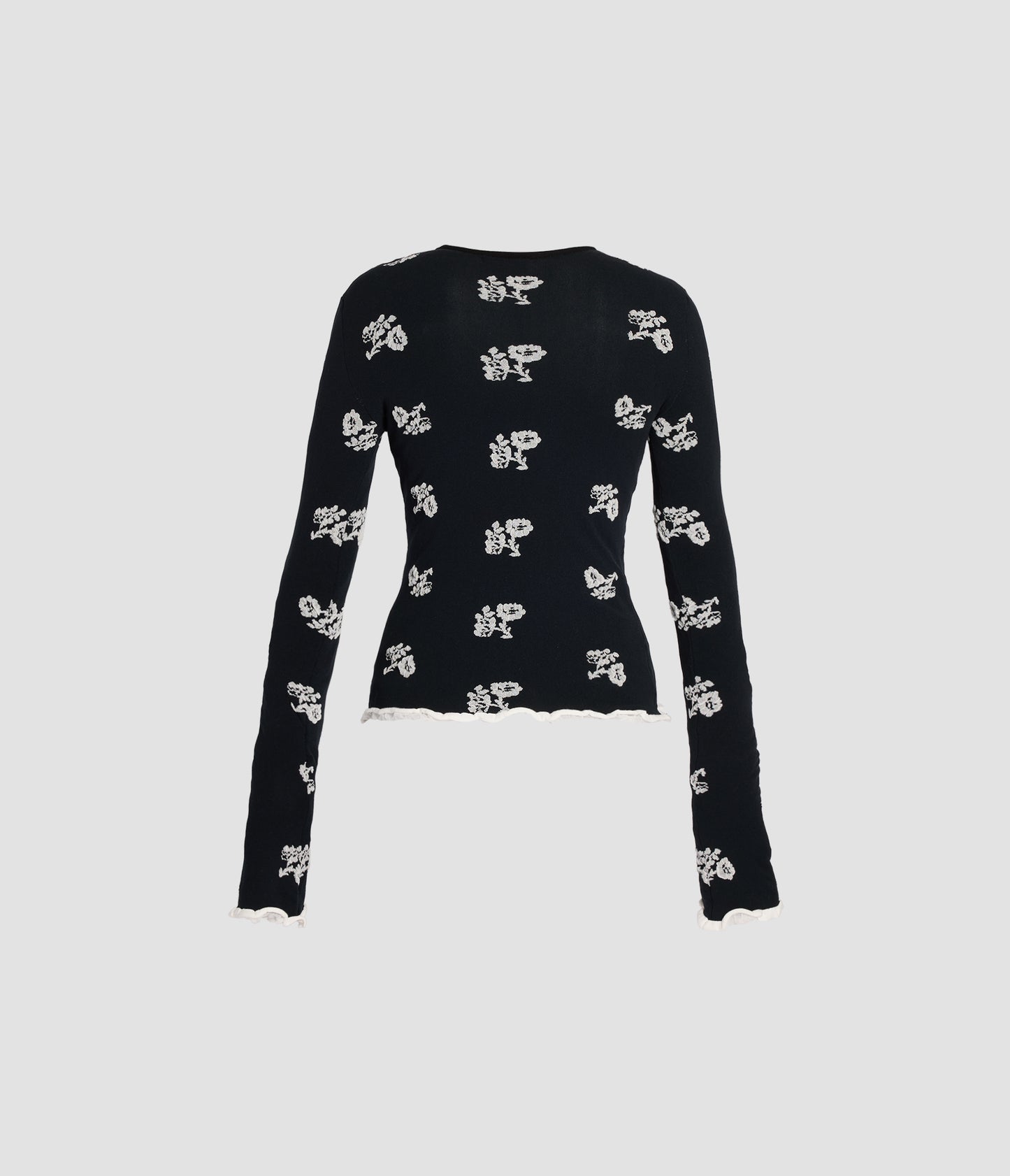 Floral Jacquard Long Sleeve Knit Top