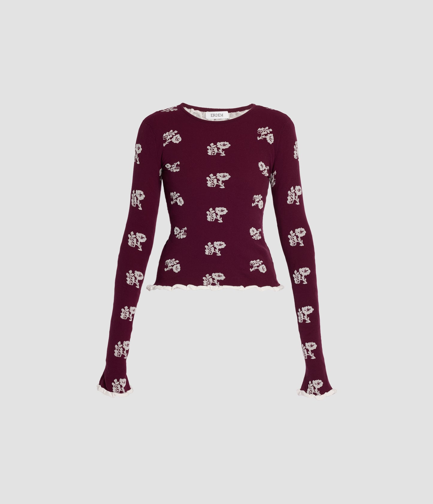 Floral Jacquard Long Sleeve Knit Top