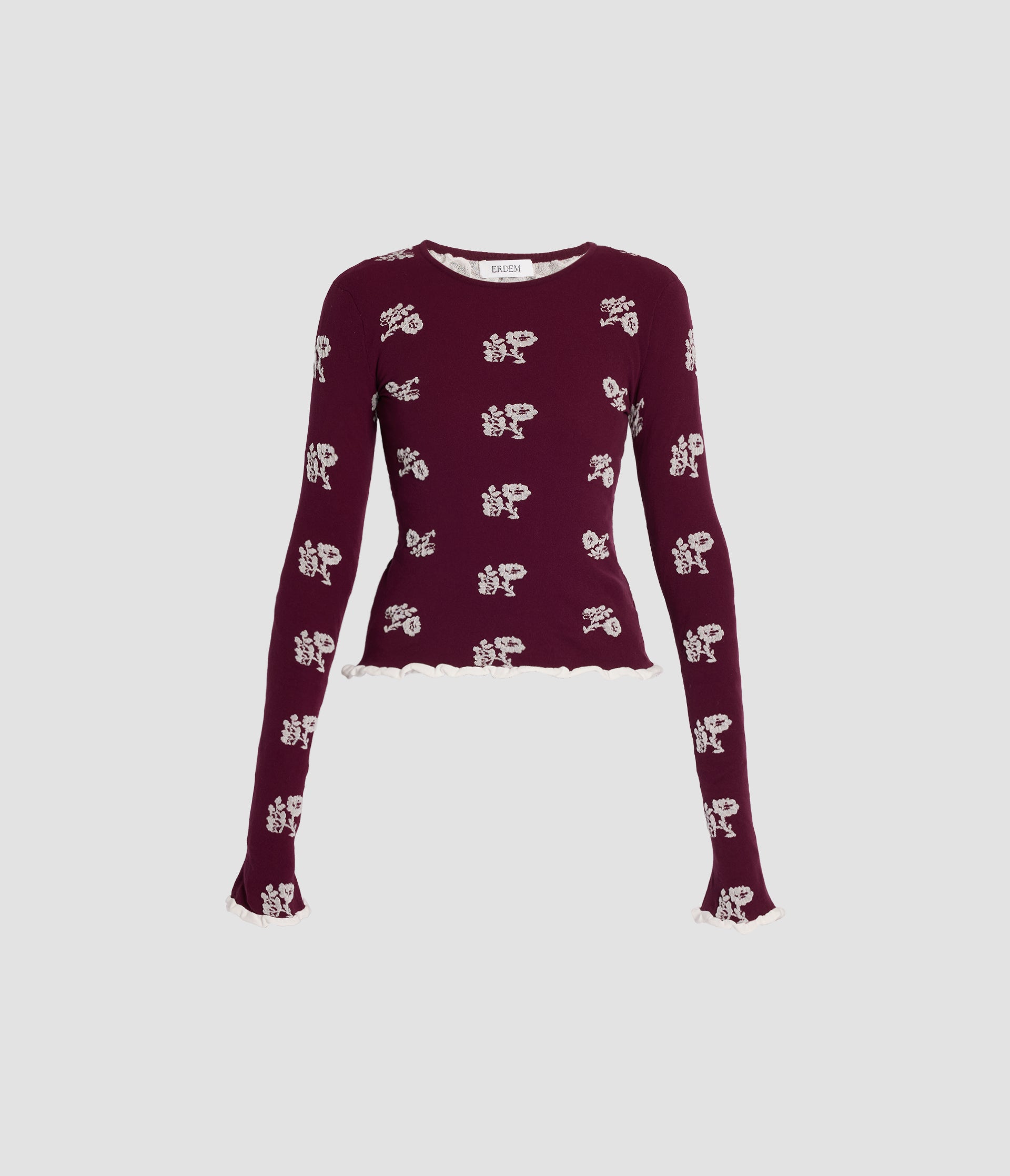 Floral Jacquard Long Sleeve Knit Top