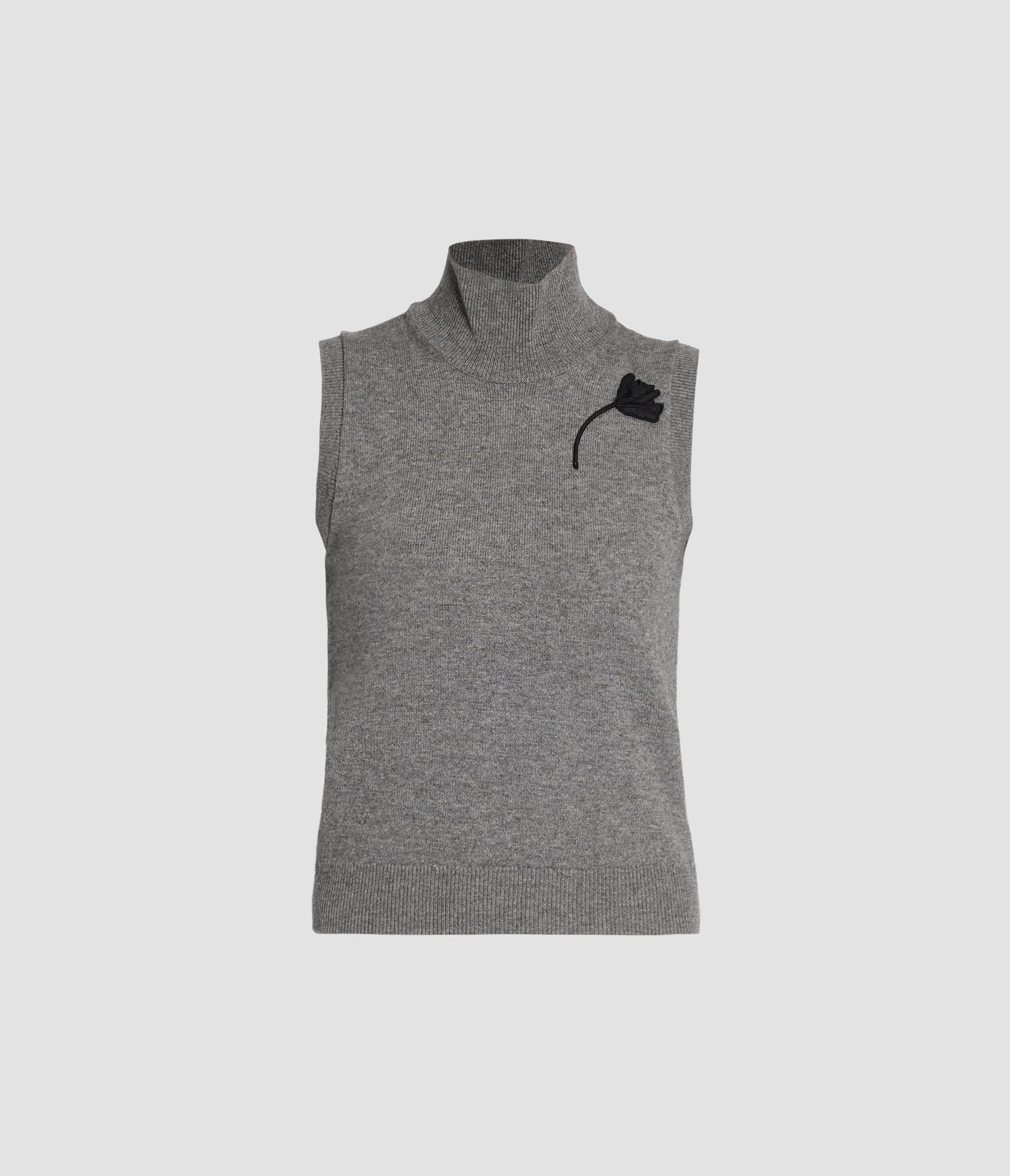 Floral Appliqué Merino Cashmere Sleeveless Top