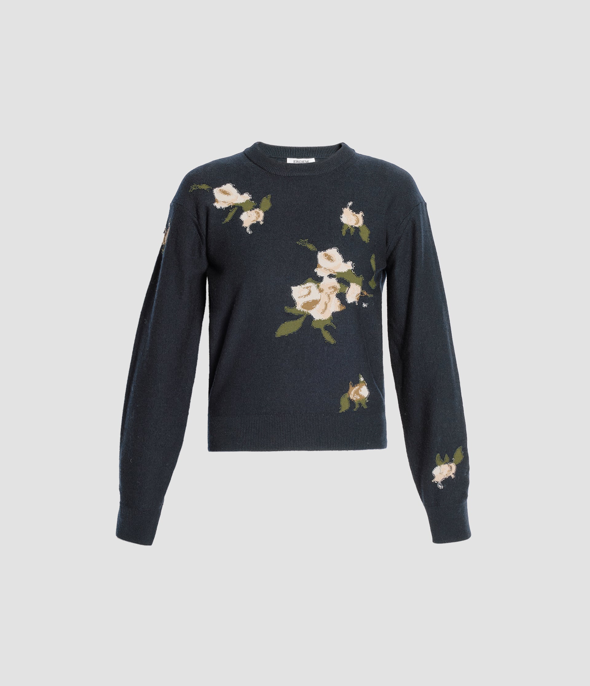 Floral Merino Intarsia Long Sleeve Knit Top