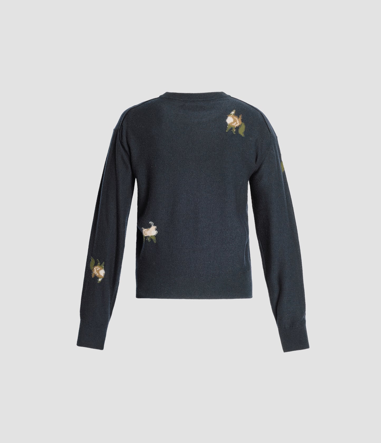 Floral Merino Intarsia Long Sleeve Knit Top
