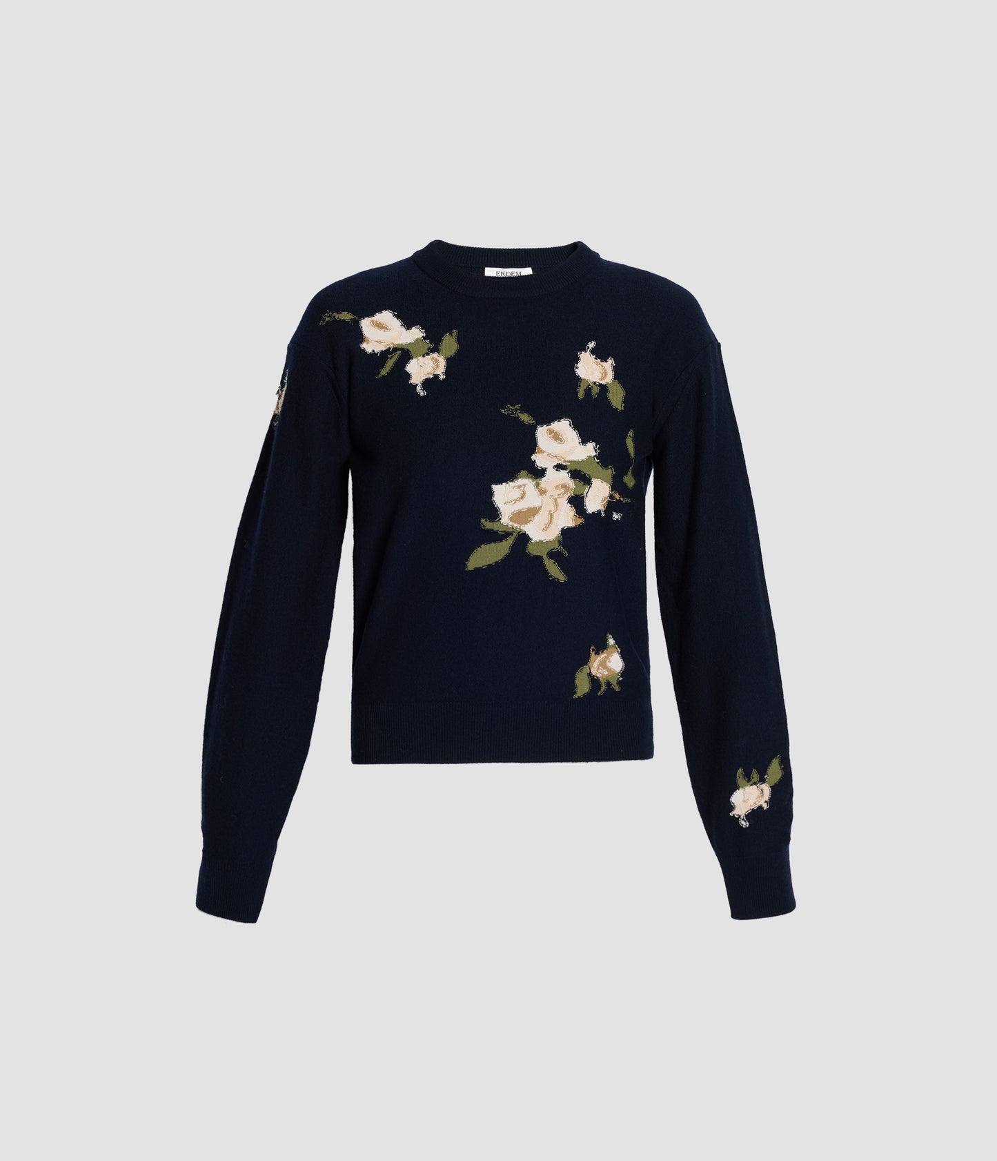Floral Merino Intarsia Long Sleeve Knit Top