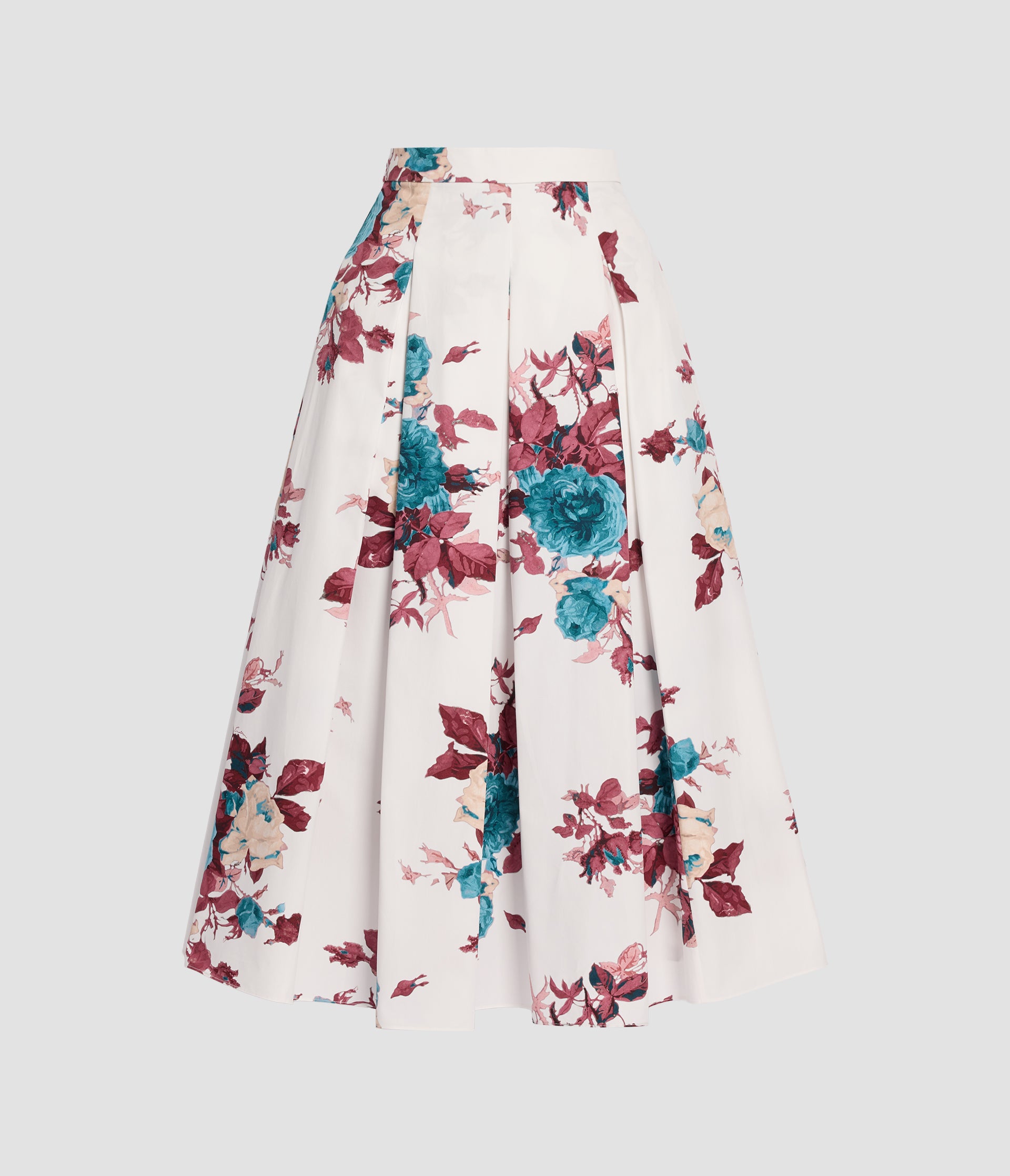 Floral Cotton Poplin Midi Skirt