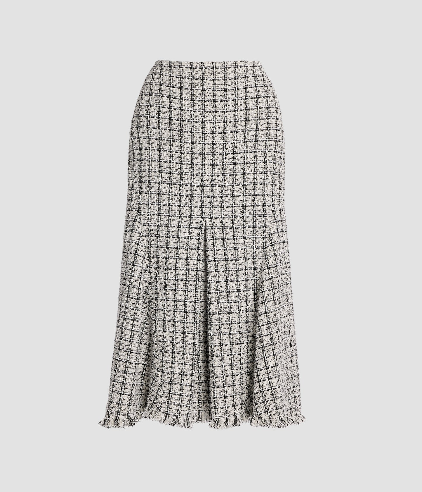 Checked Tweed Midi Skirt