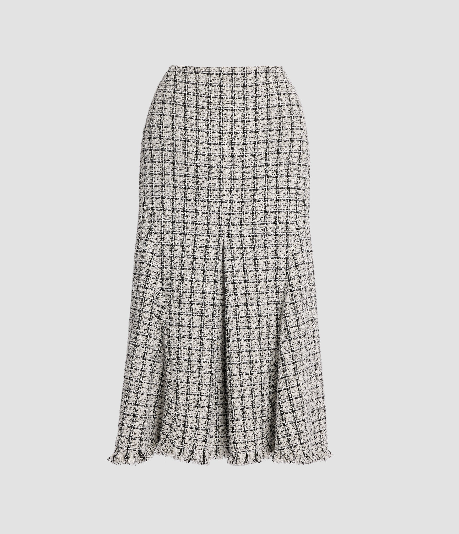 Checked Tweed Midi Skirt