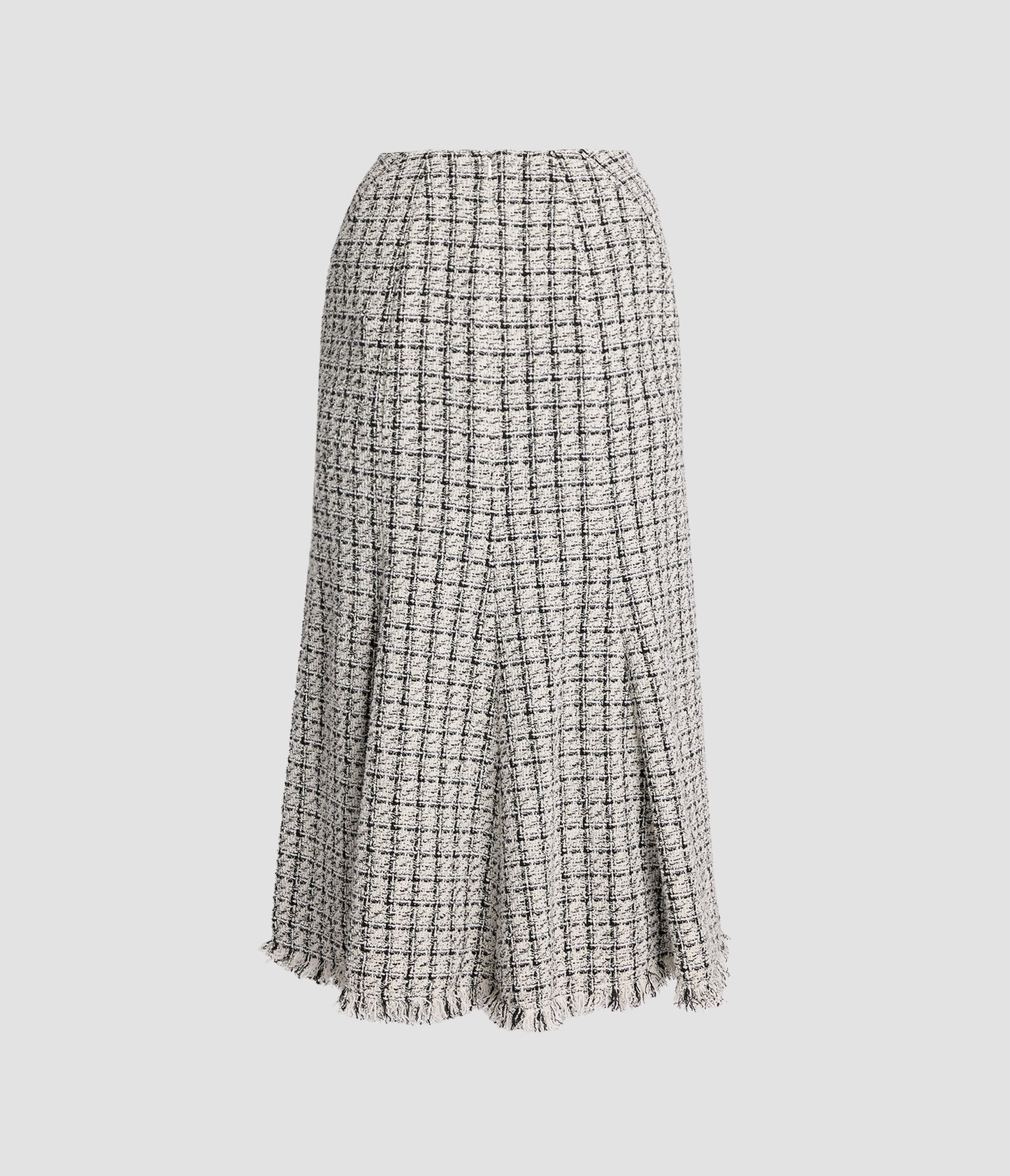 Checked Tweed Midi Skirt
