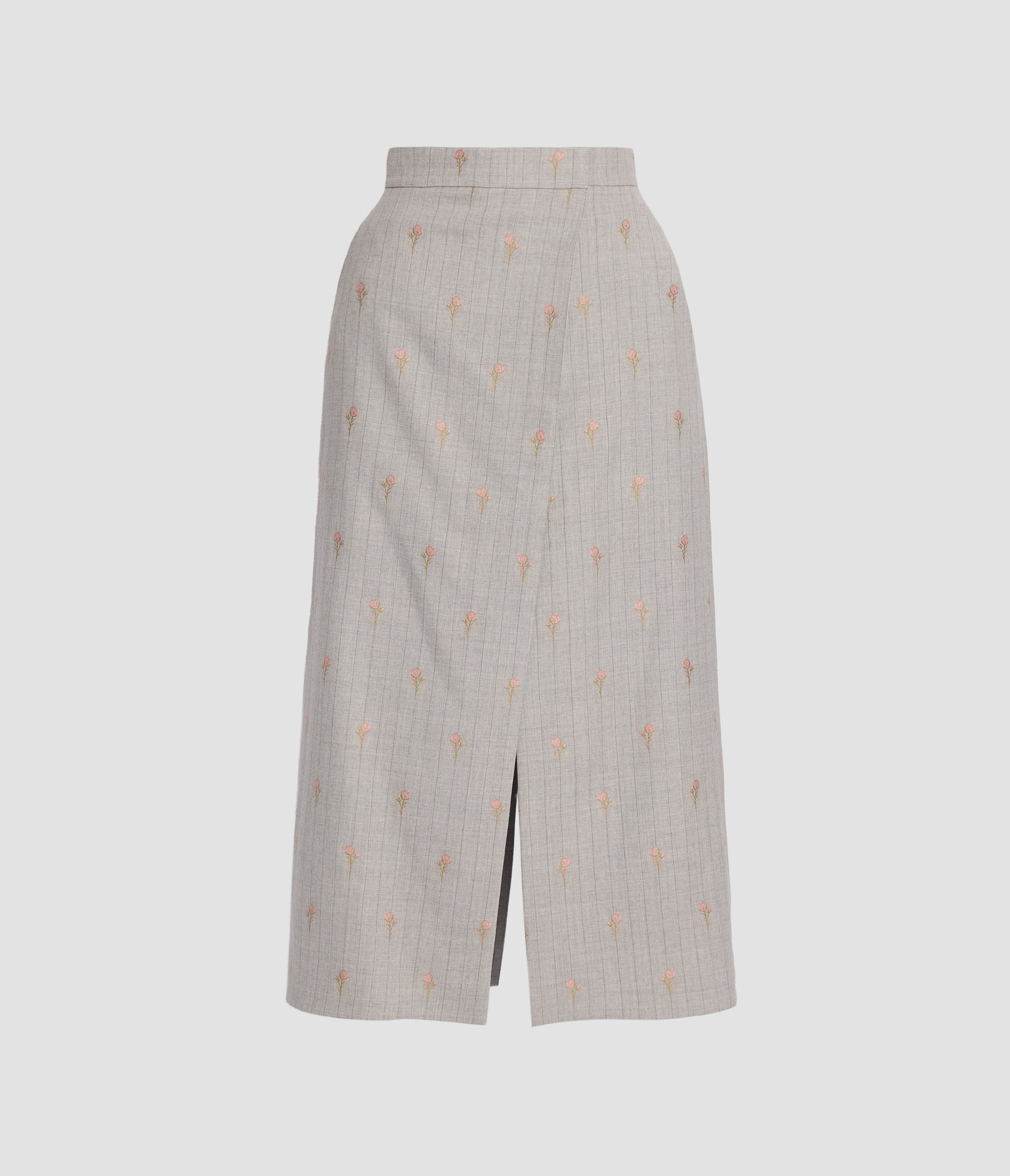 Pinstripe Wool A Line Skirt