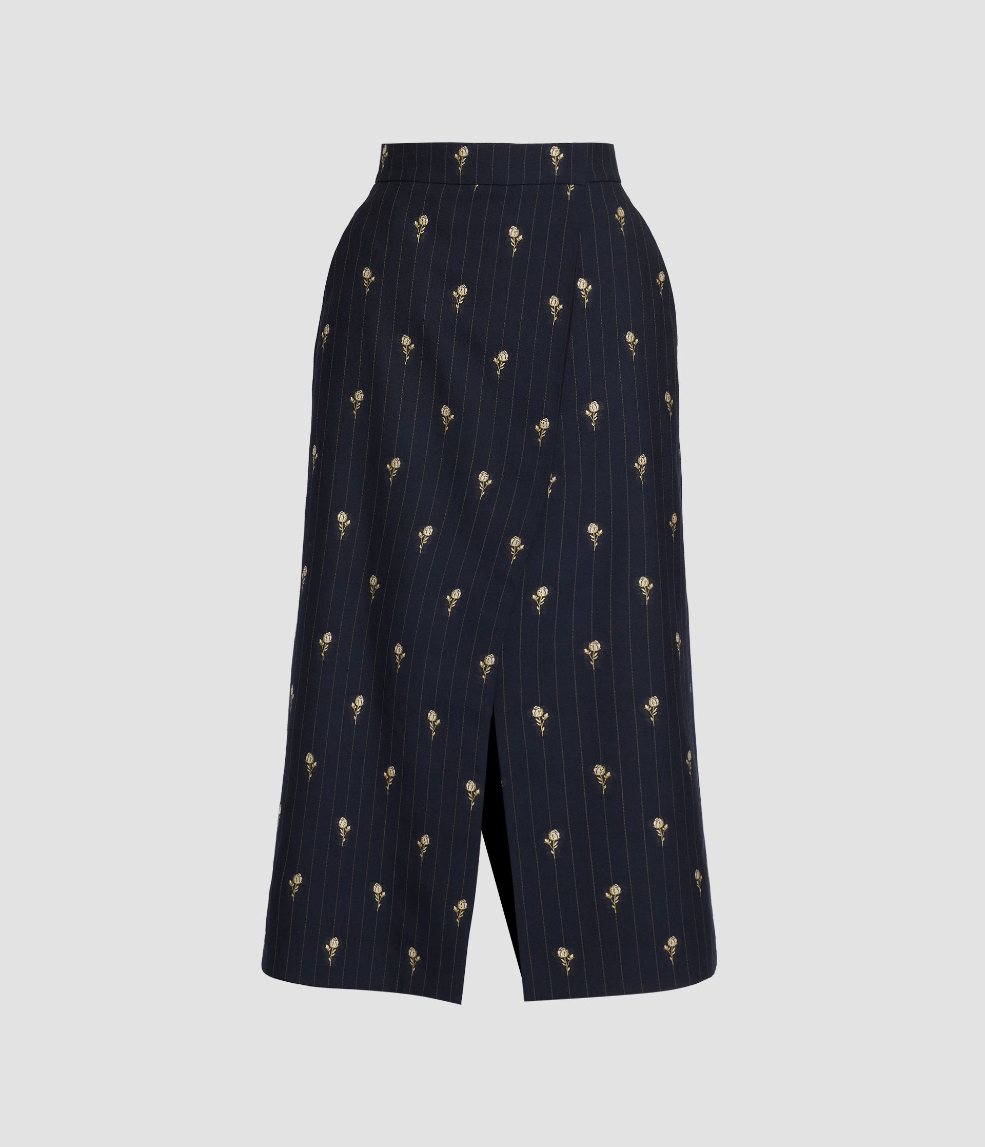 Pinstripe Wool A Line Skirt