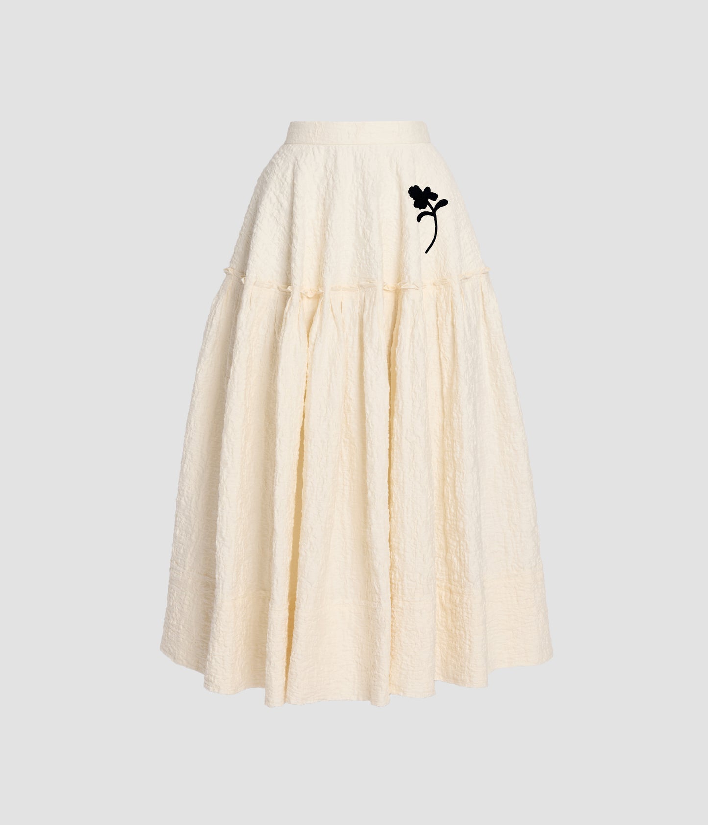 Embroidered Cotton Cloque Skirt