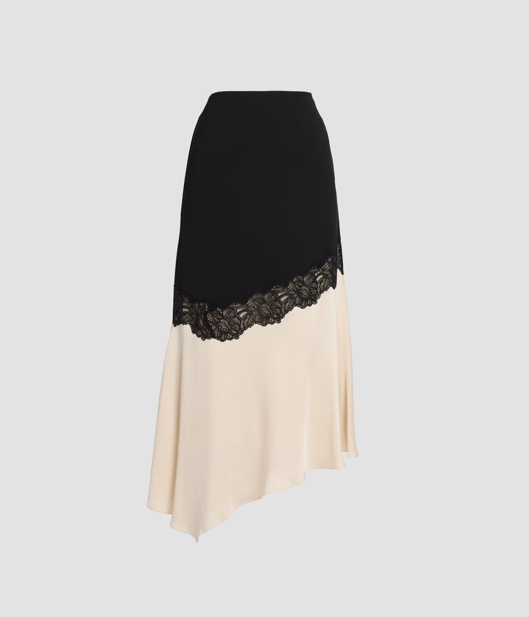 Lace And Grain De Poudre Asymmetrical Midi Skirt