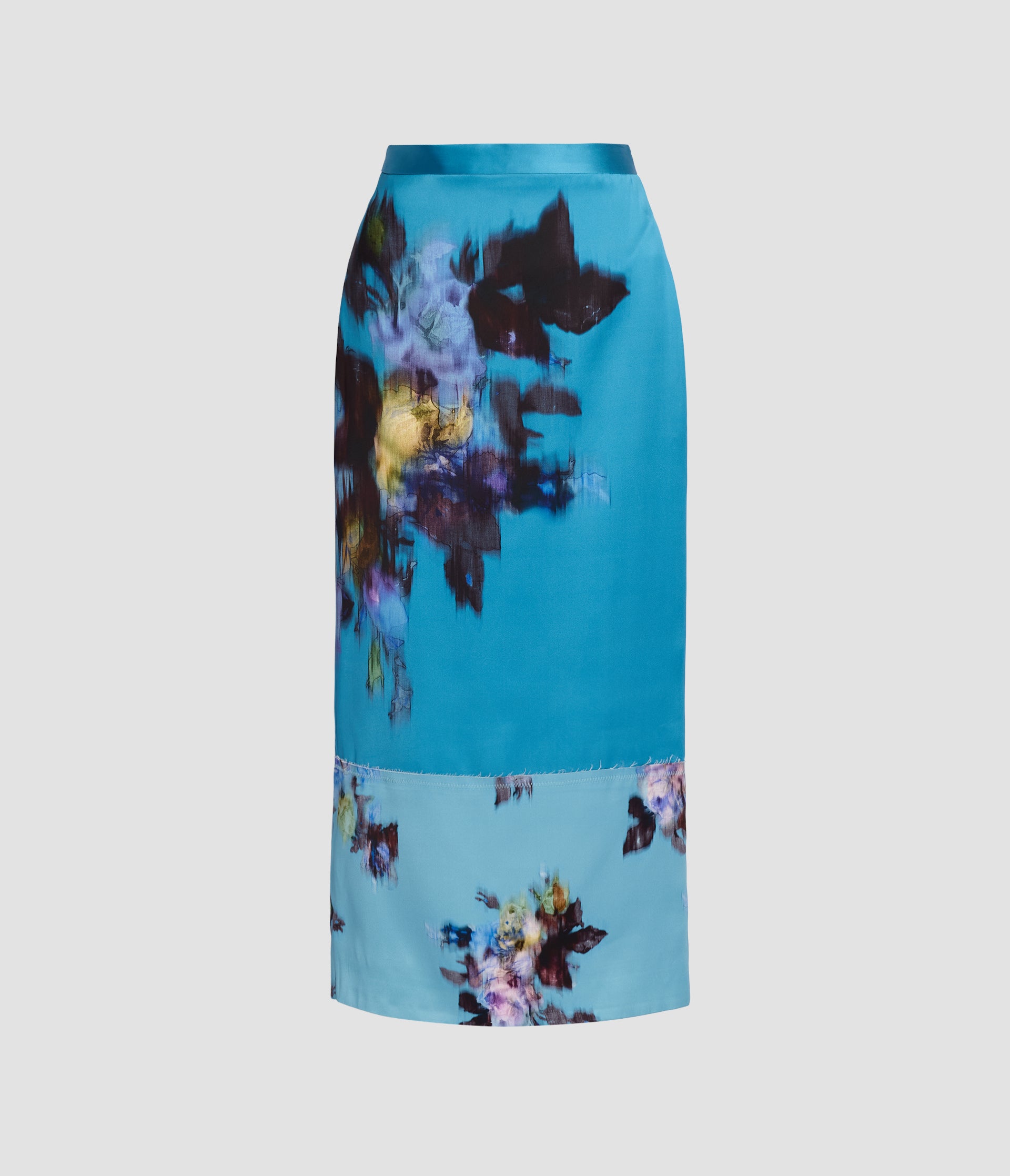 Floral Viscose Duchess Midi Pencil Skirt