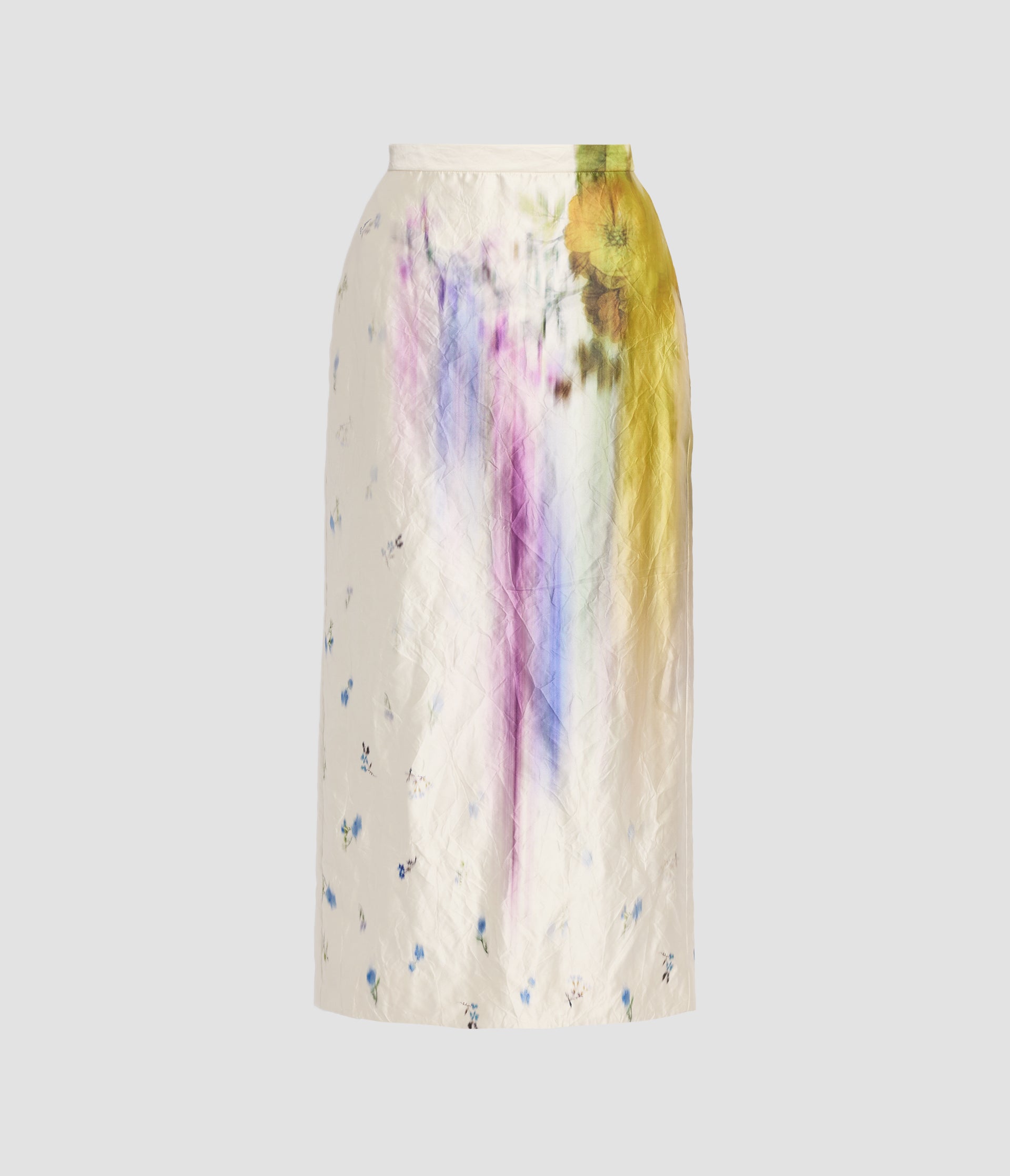 Floral Textured Satin Midi Pencil Skirt