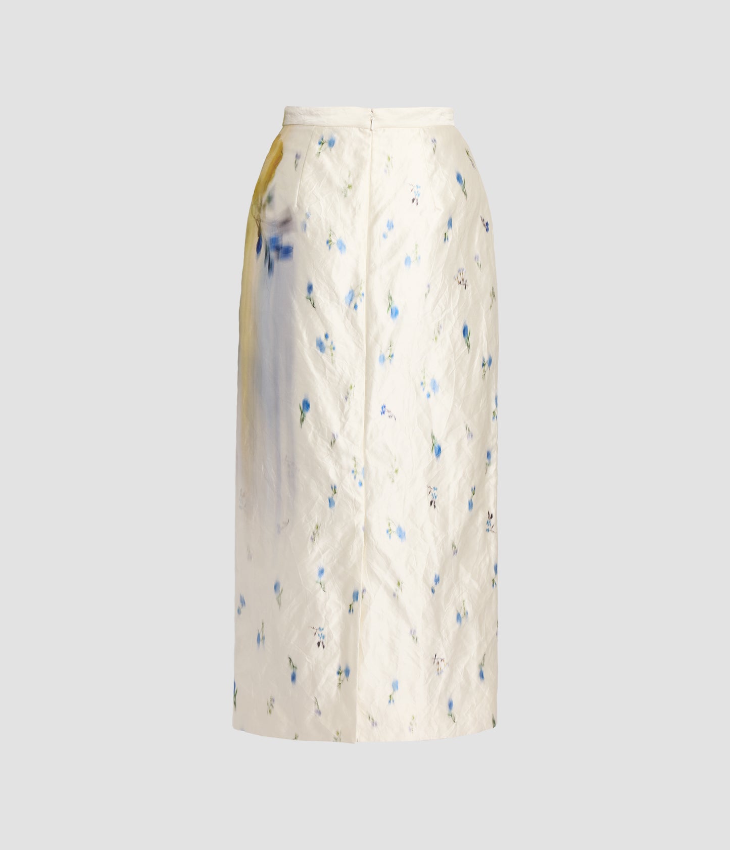 Floral Textured Satin Midi Pencil Skirt