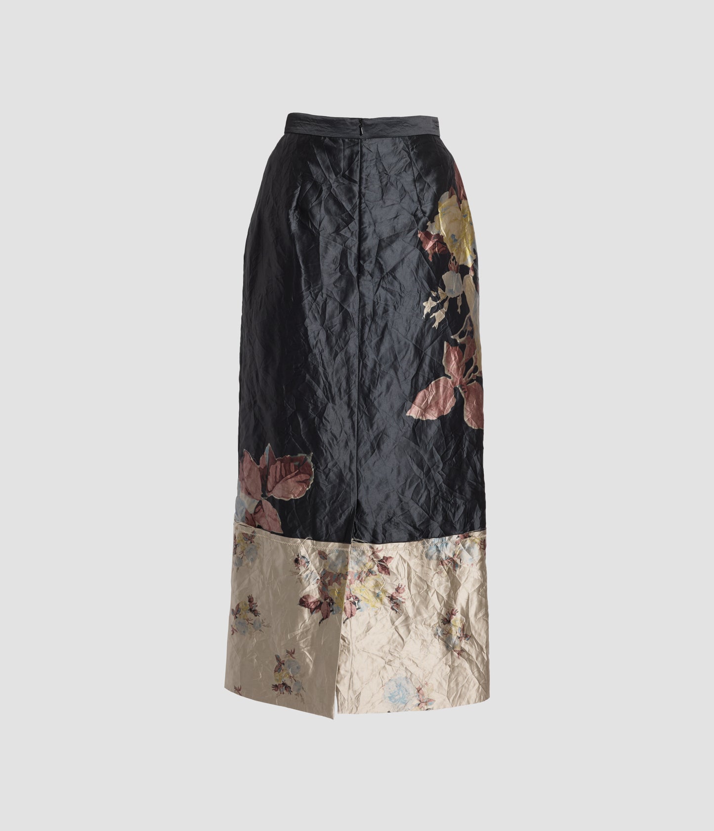 Floral Textured Satin Midi Pencil Skirt