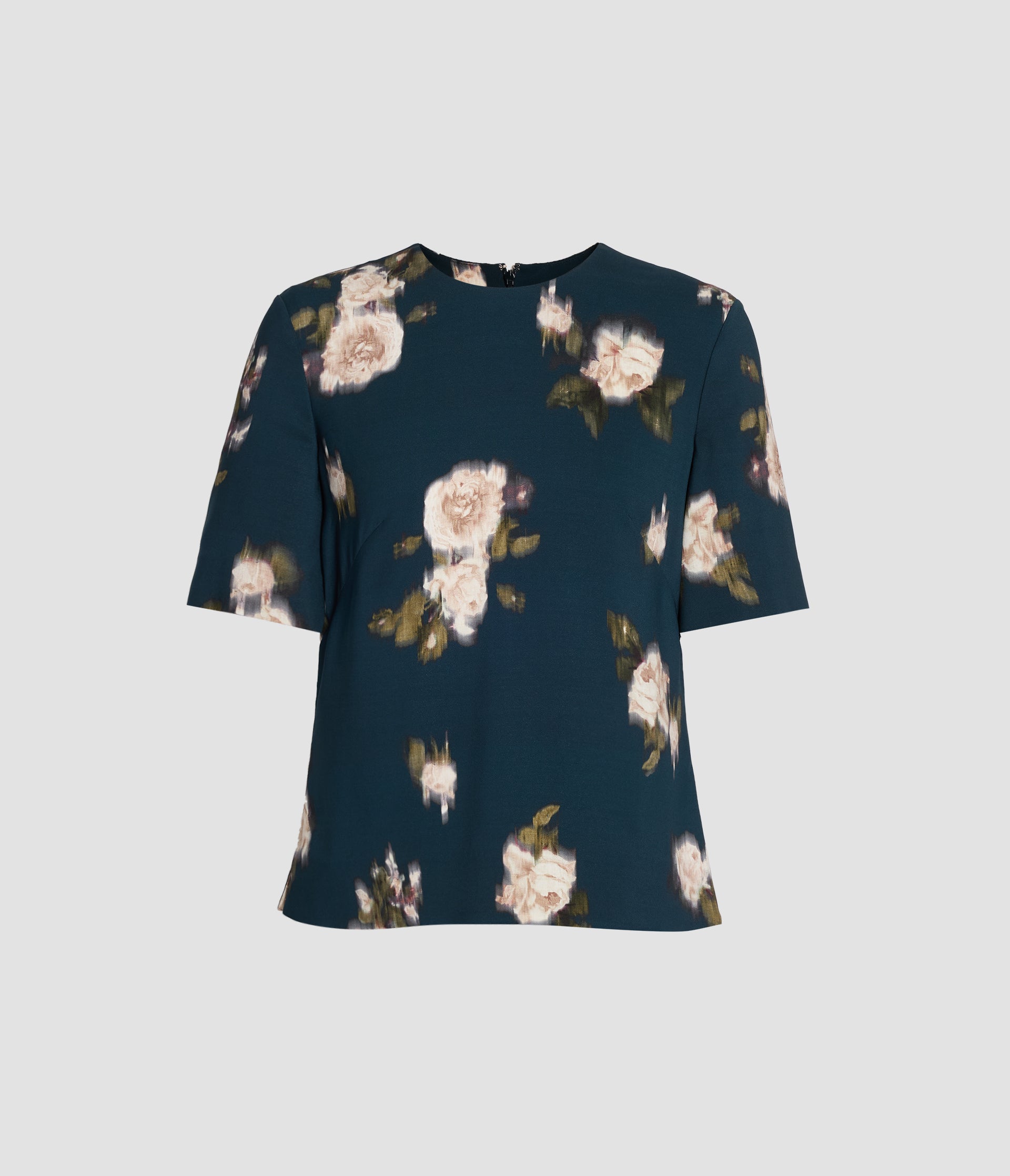 Floral Stretch Cady Short Sleeve Top