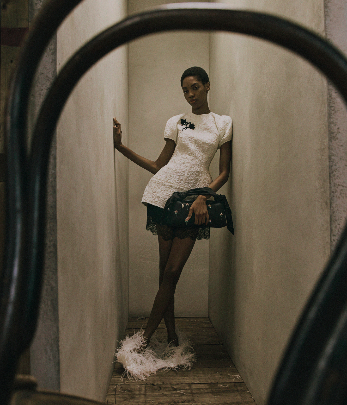 Cotton Cloque Short Sleeve Top