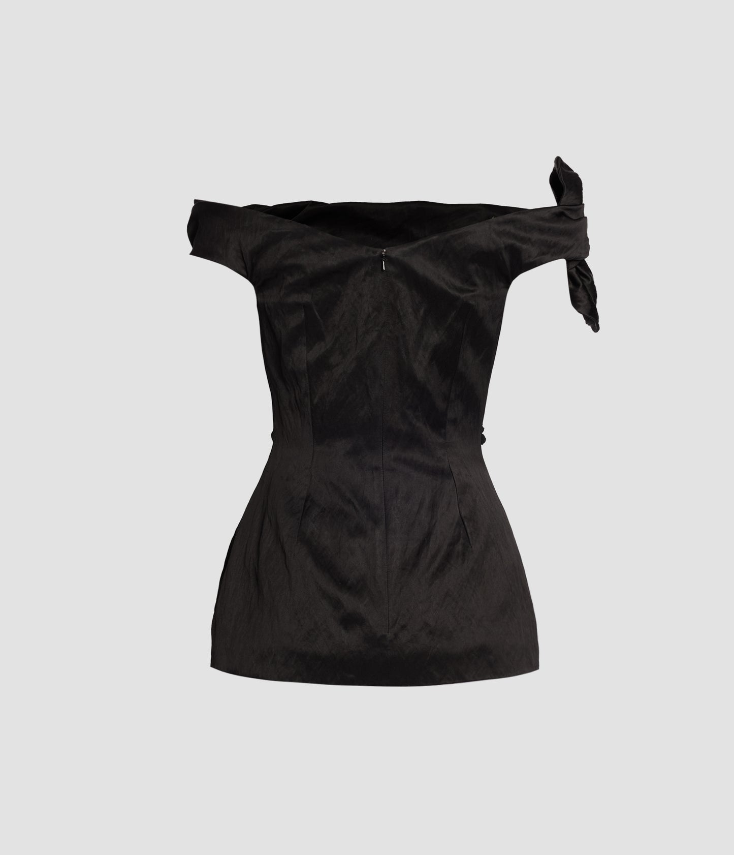 Embroidered Textured Satin Off-the-Shoulder Top
