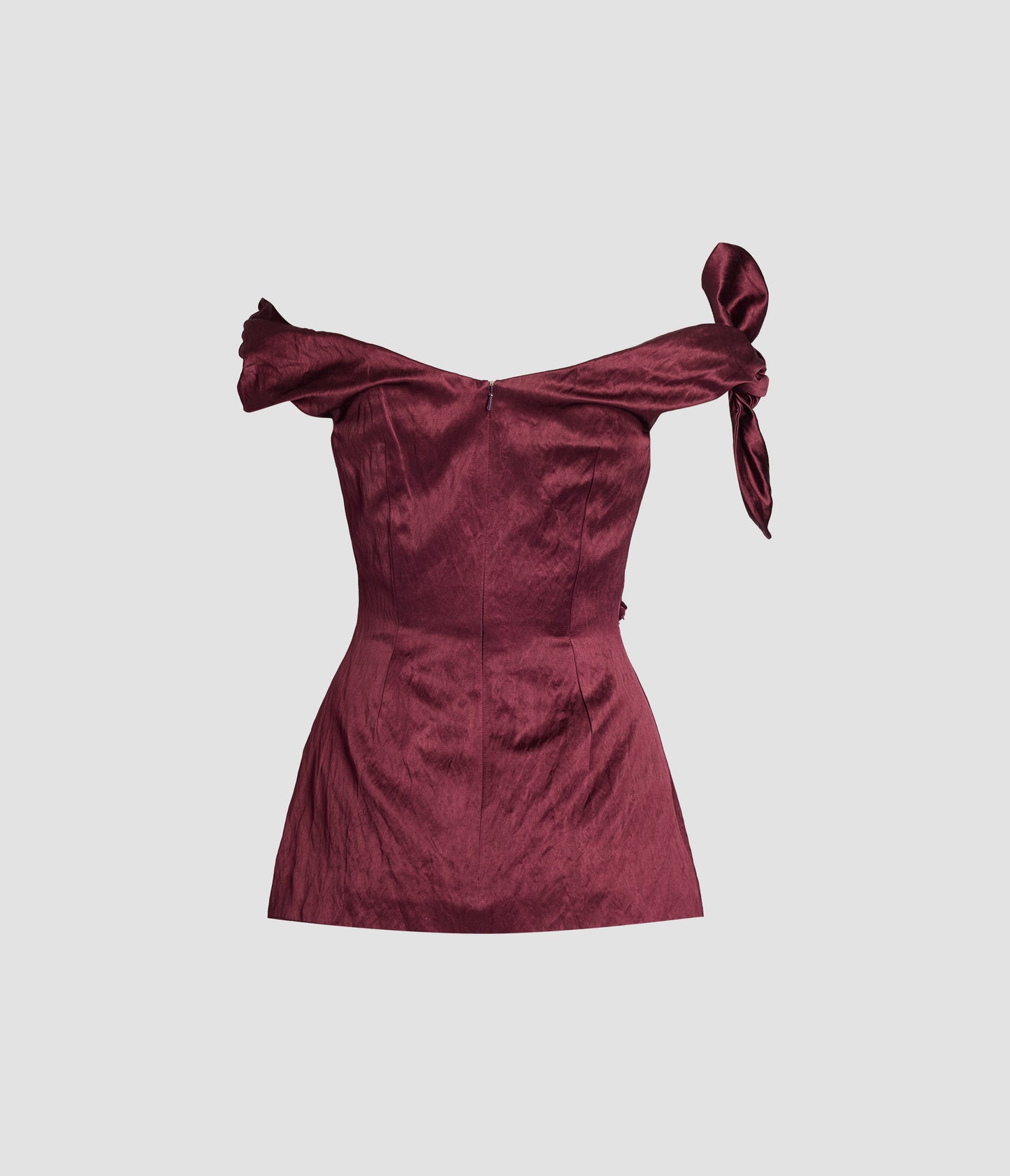 Embroidered Textured Satin Off-the-Shoulder Top