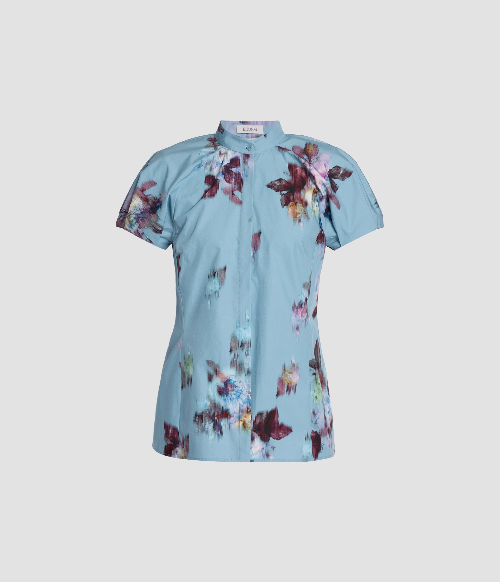 Floral Print Cotton Poplin Cap Sleeve Shirt