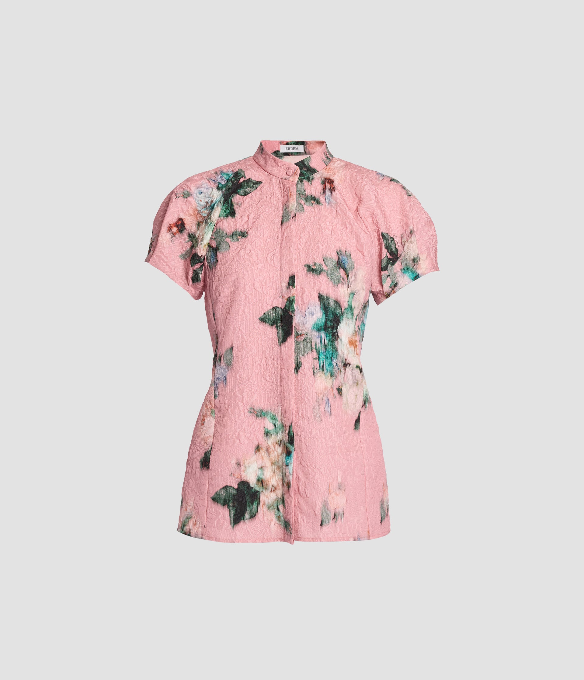 Floral Print Cotton Poplin Cap Sleeve Shirt