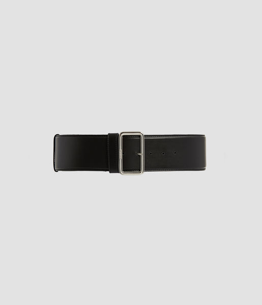 魅力的な Belt Leather Black Wide With Official ERDEM® | Buckle Silver 小物