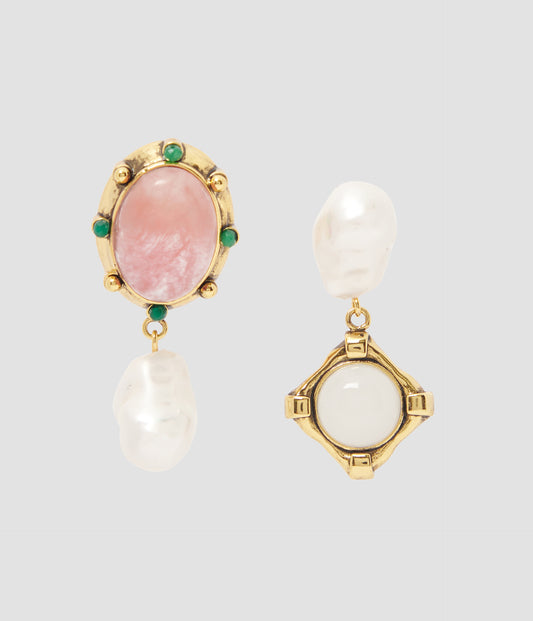 Stone And Pearl Earring