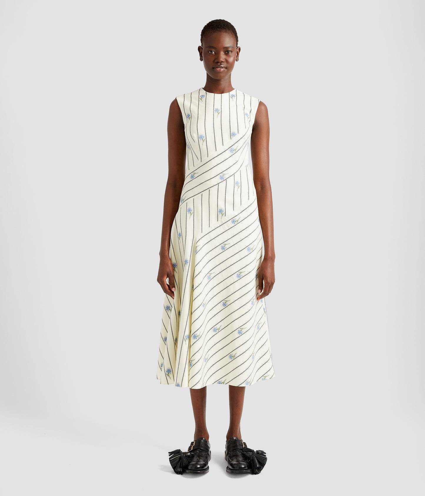 Sleeveless A-Line Midi Dress