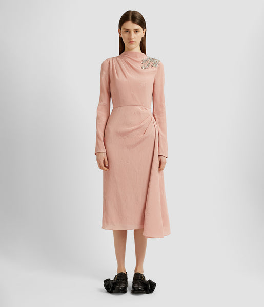 ＊美品＊2WAY DRAPE SLEEVE EMBROIDERY DRESS Long Sleeve Draped Midi Dress | Erdem.com – ERDEM