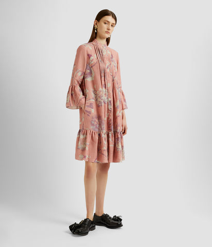 3/4 Sleeve Mini Dress With Tier Hem