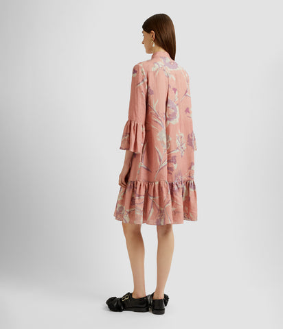 3/4 Sleeve Mini Dress With Tier Hem