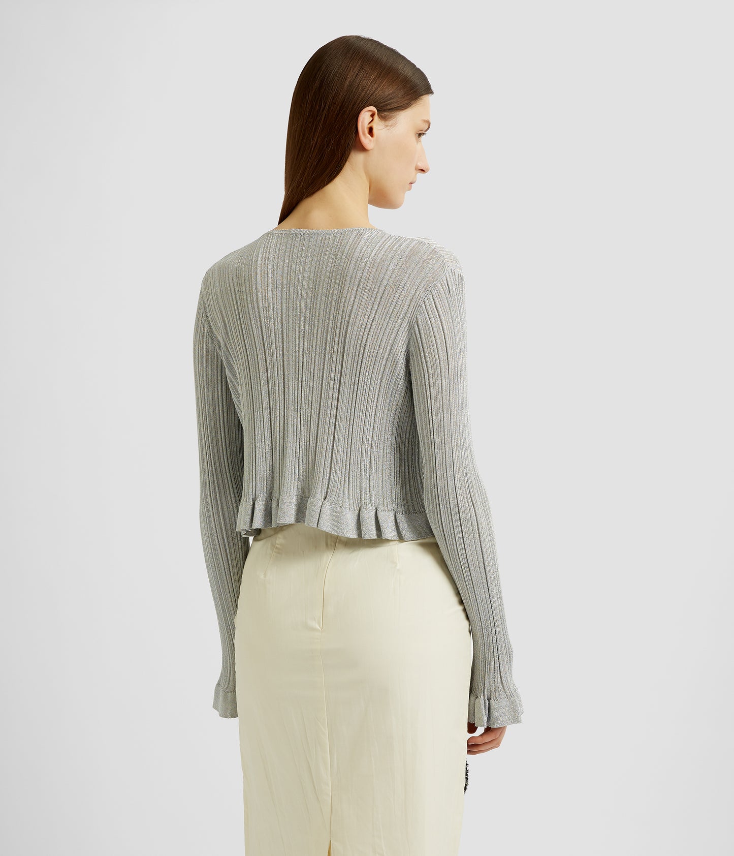 Lurex Plisse Cardigan