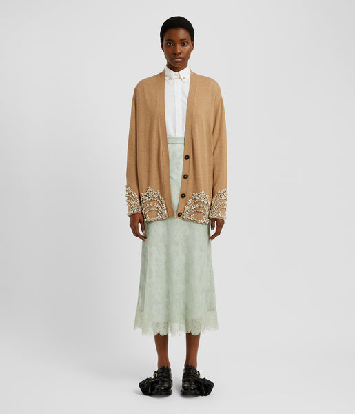 Fine Merino Crystal Embroidered Cardigan | Erdem.com – ERDEM