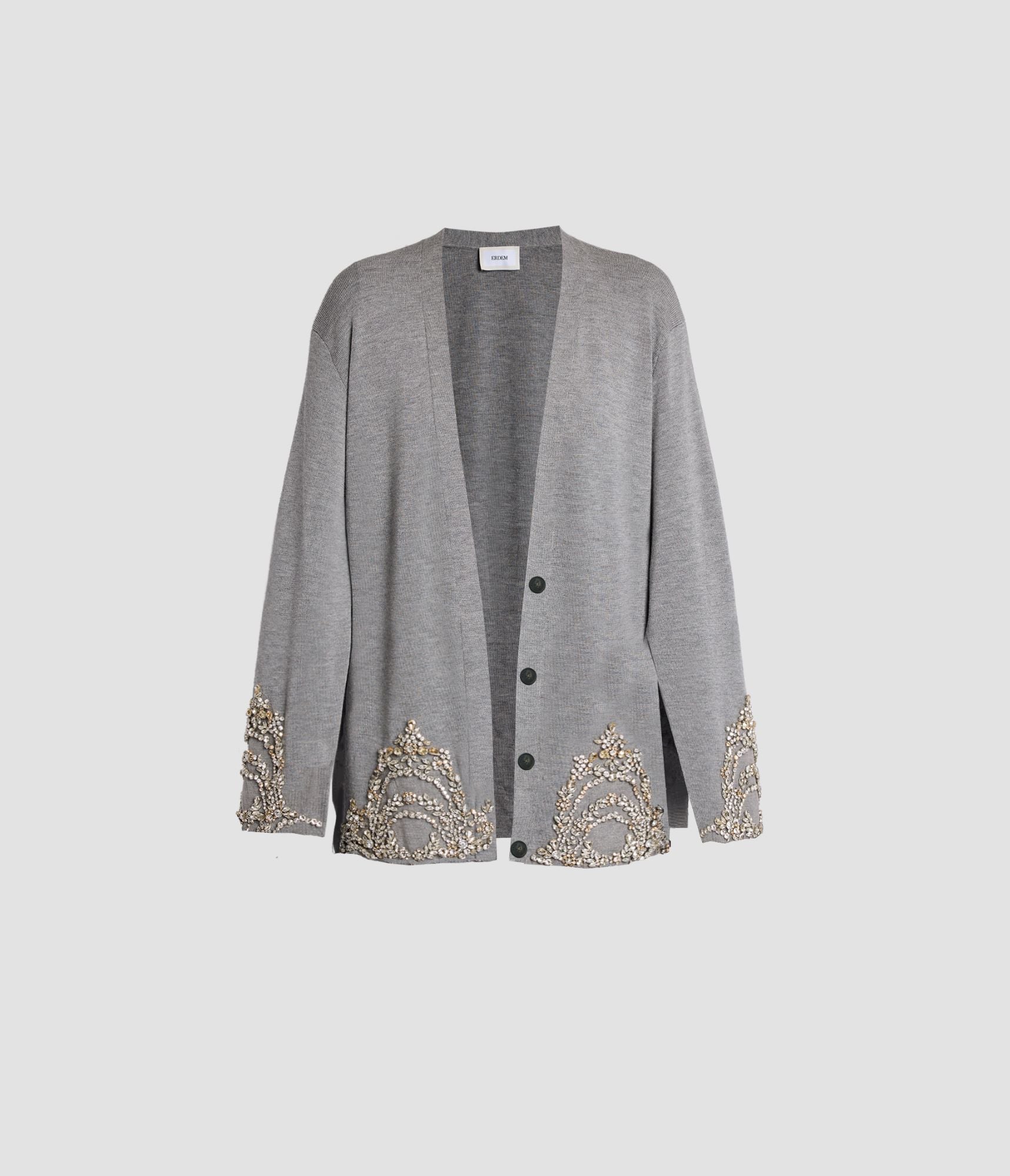 Fine Merino Crystal Embroidered Cardigan (Show)