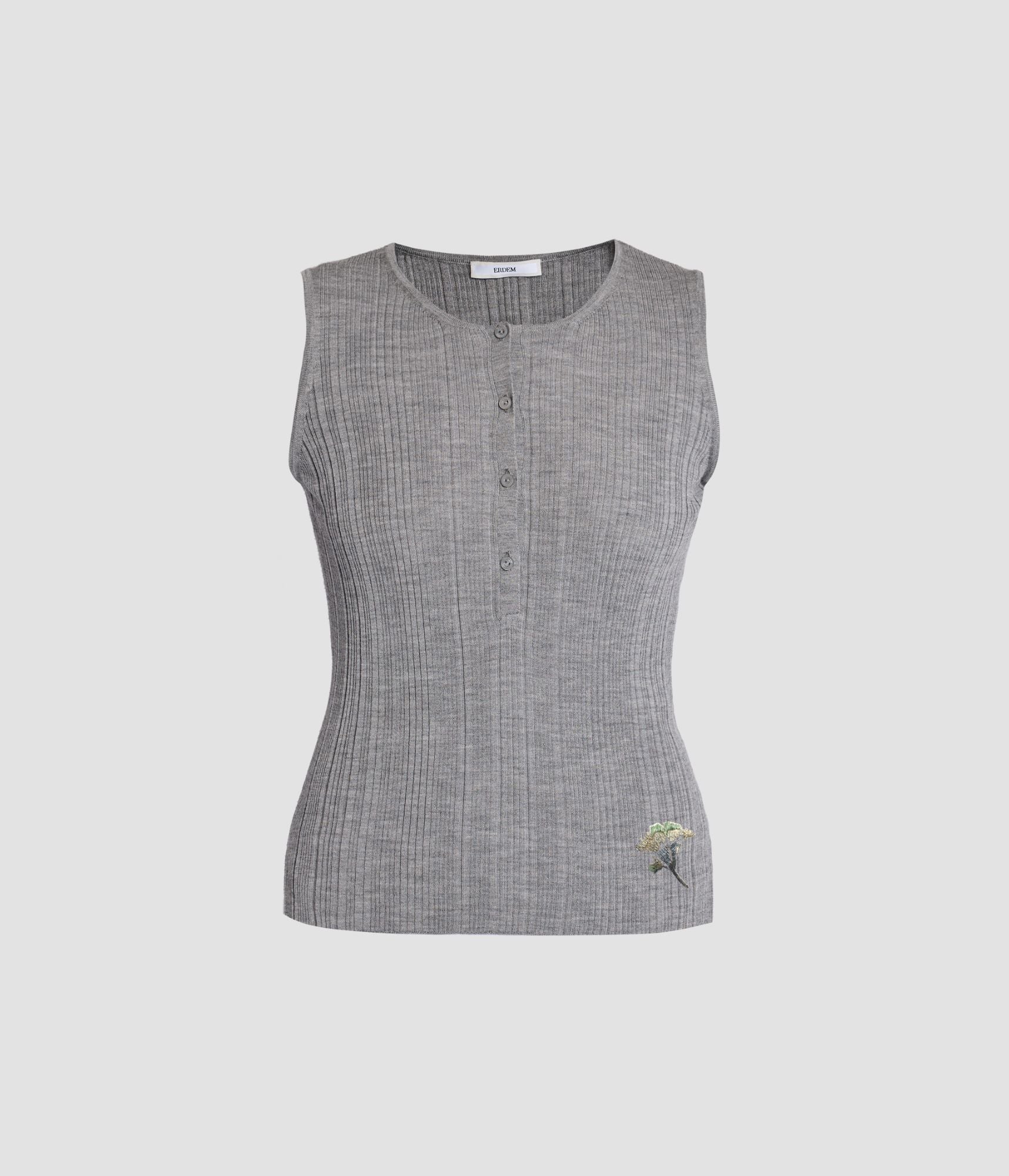 Fine Merino Ribbed Henley Vest