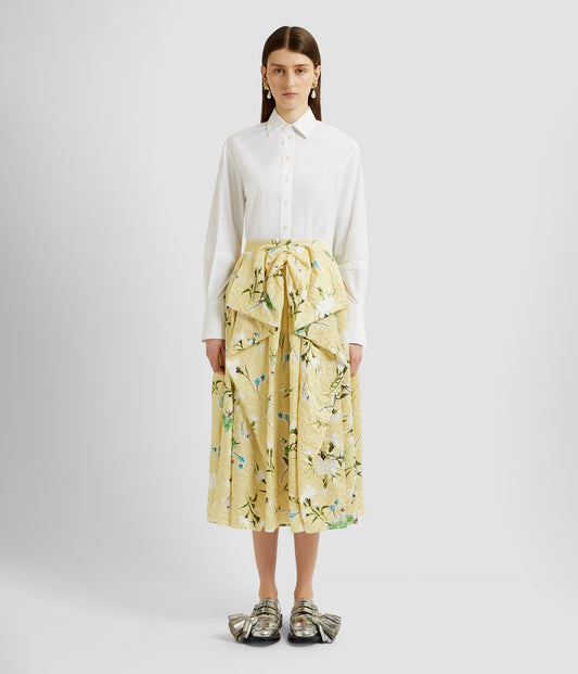 Gathered Bow Detail Midi Skirt