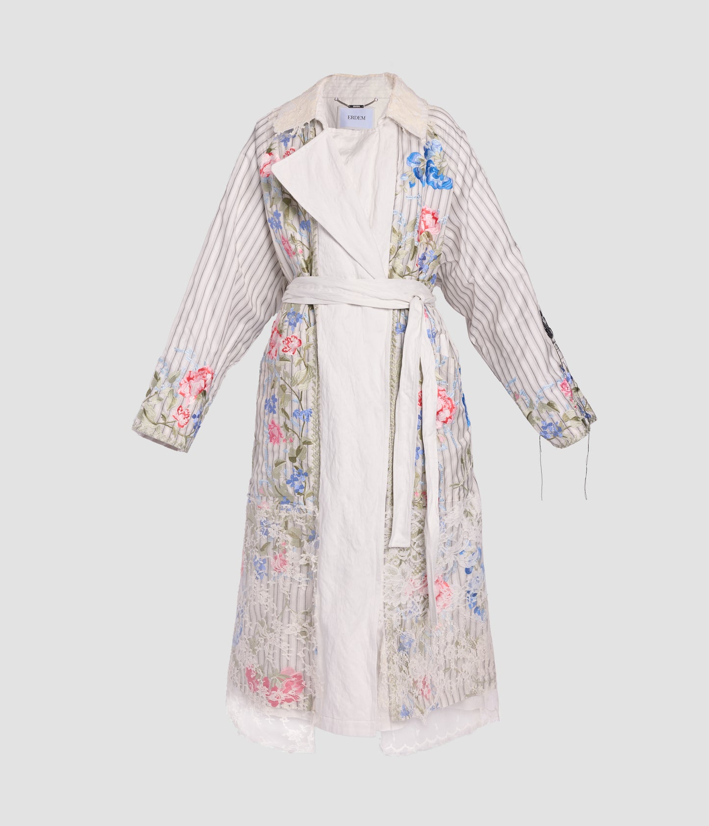 Embroidered Metallised Cotton Trench Coat