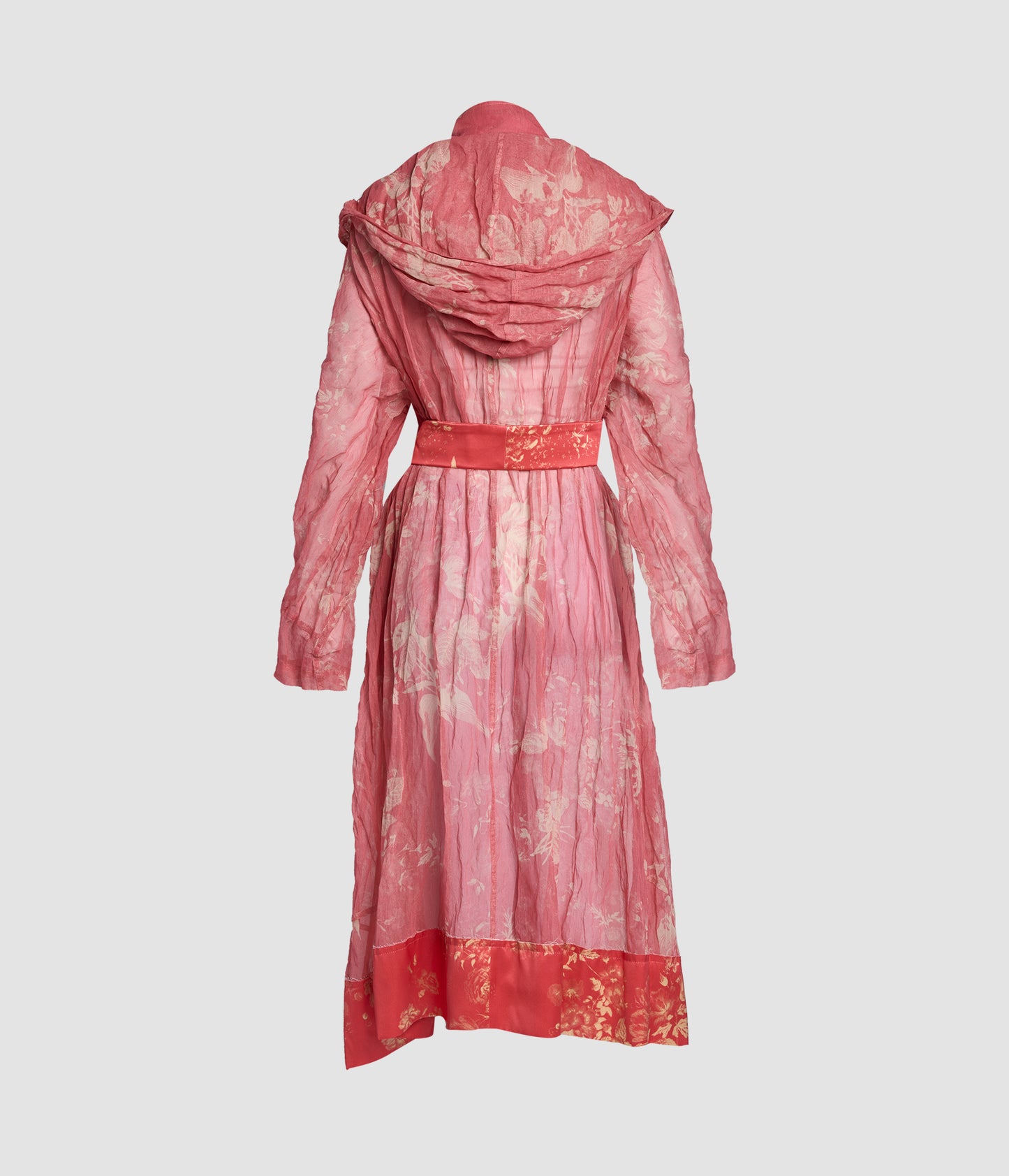 Floral Print Organza Cloque Trench Coat